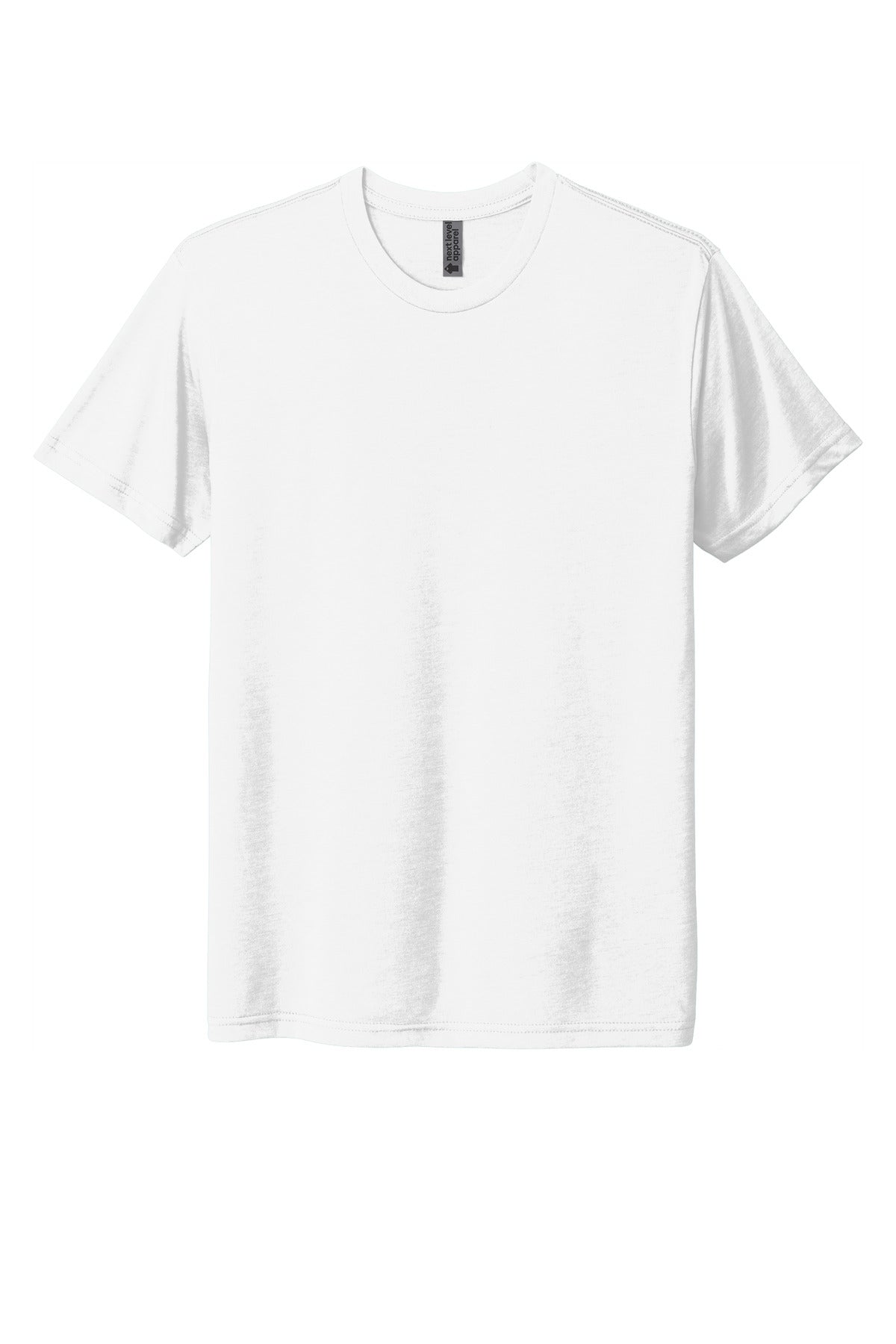 Front View of SolidWhite Next Level Apparel Adult Tri-Blend Tee. NL6010