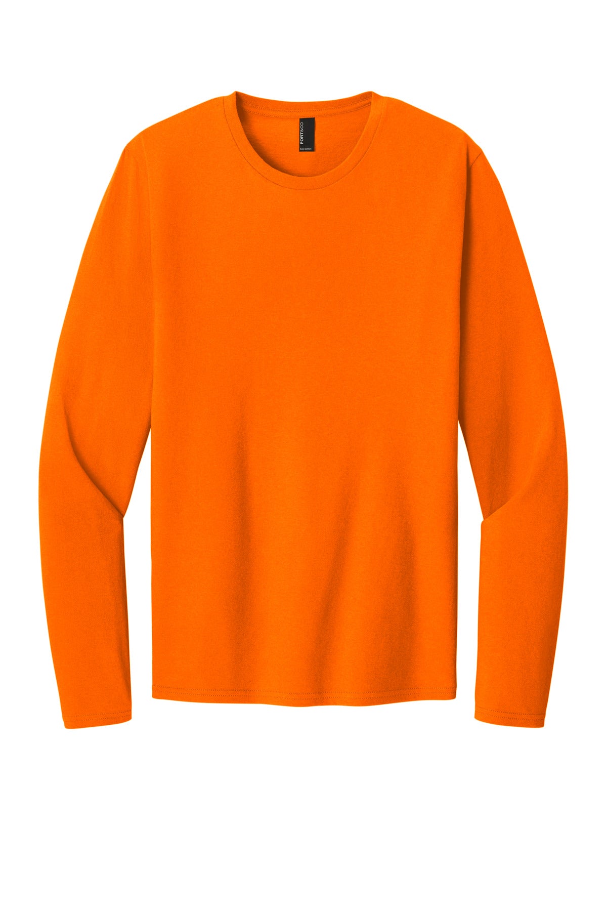 Front View of SOrange Port & Co Easy Cotton Long Sleeve Tee PC43LS