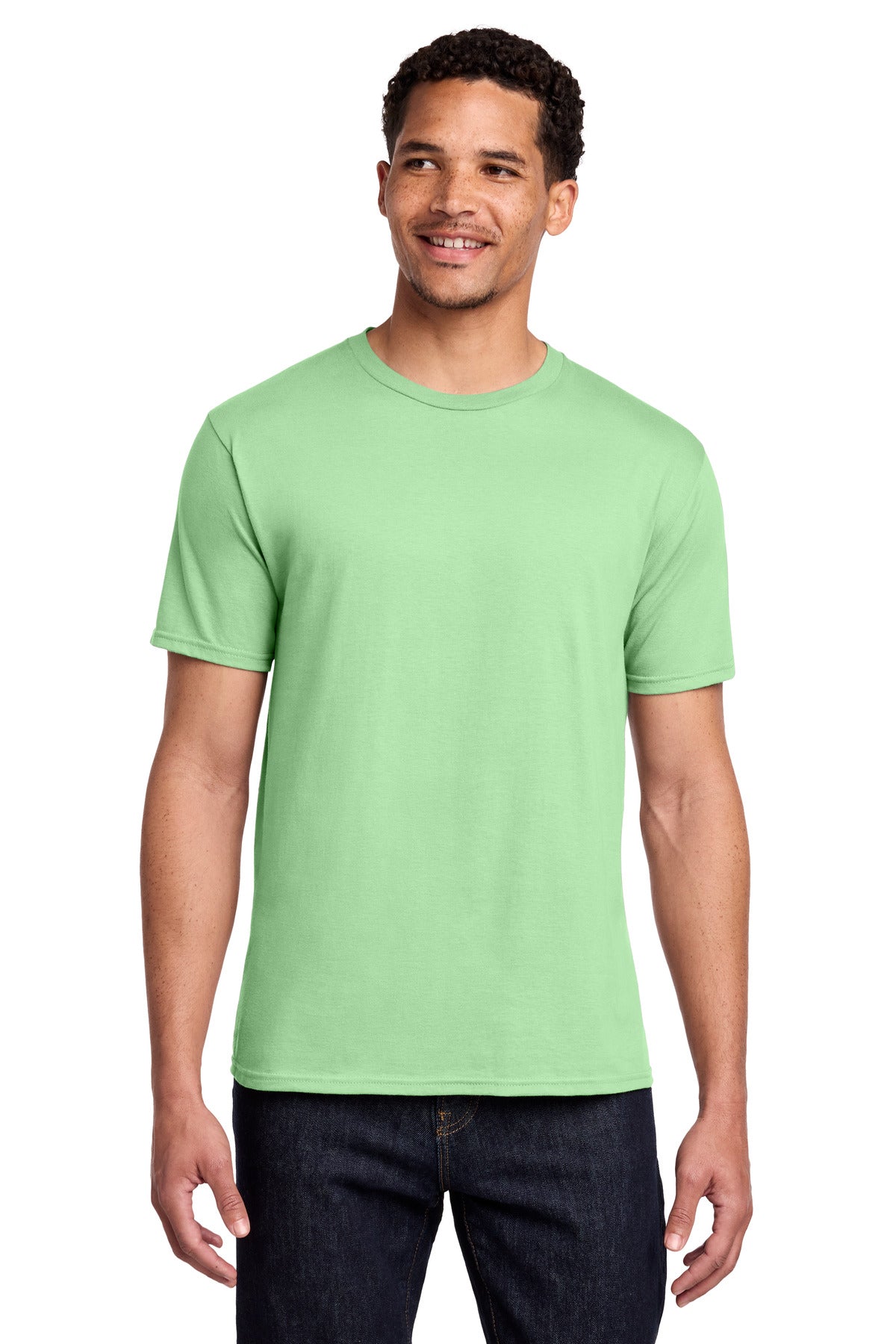 Front View of Spearmint Port & Co Fan Favorite Tee. PC450