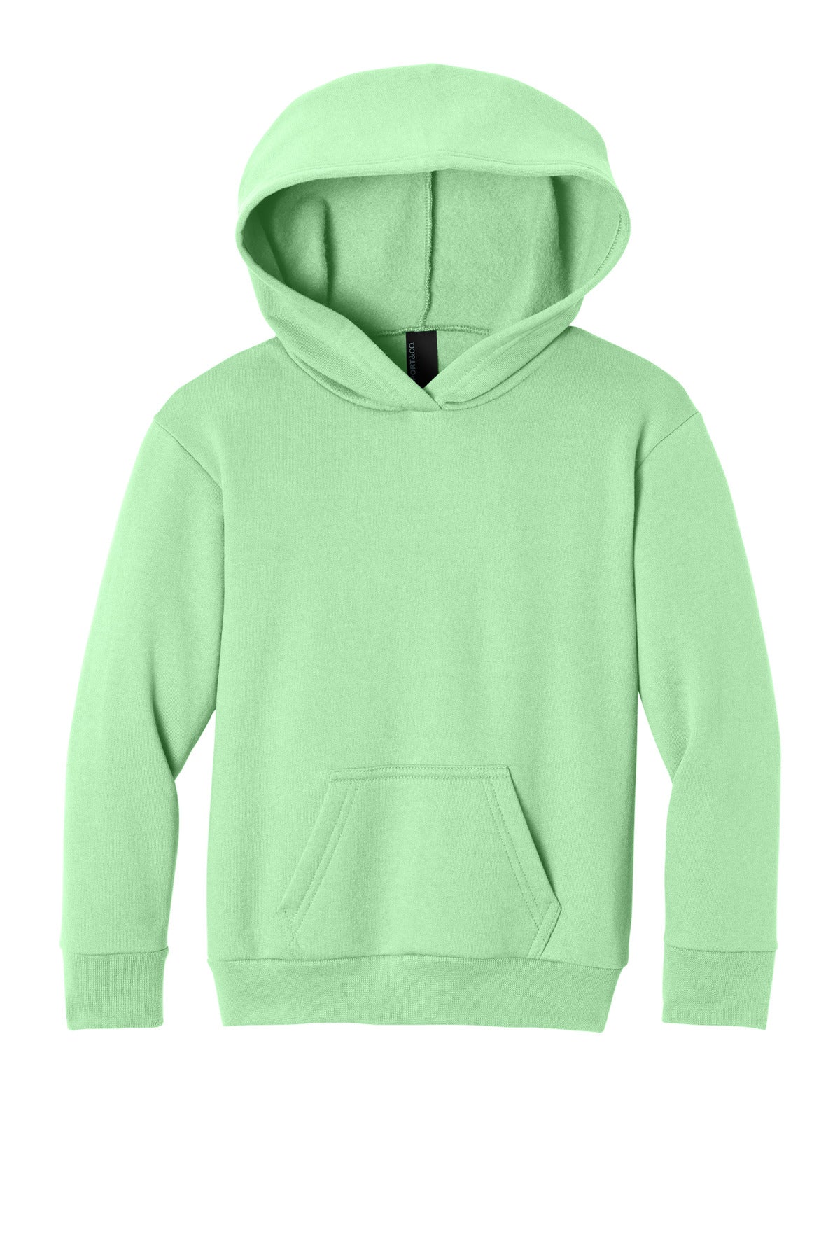 Front View of Spearmint Port & Co Youth Easy Fleece Pullover Hooded Sweatshirt PC68YH