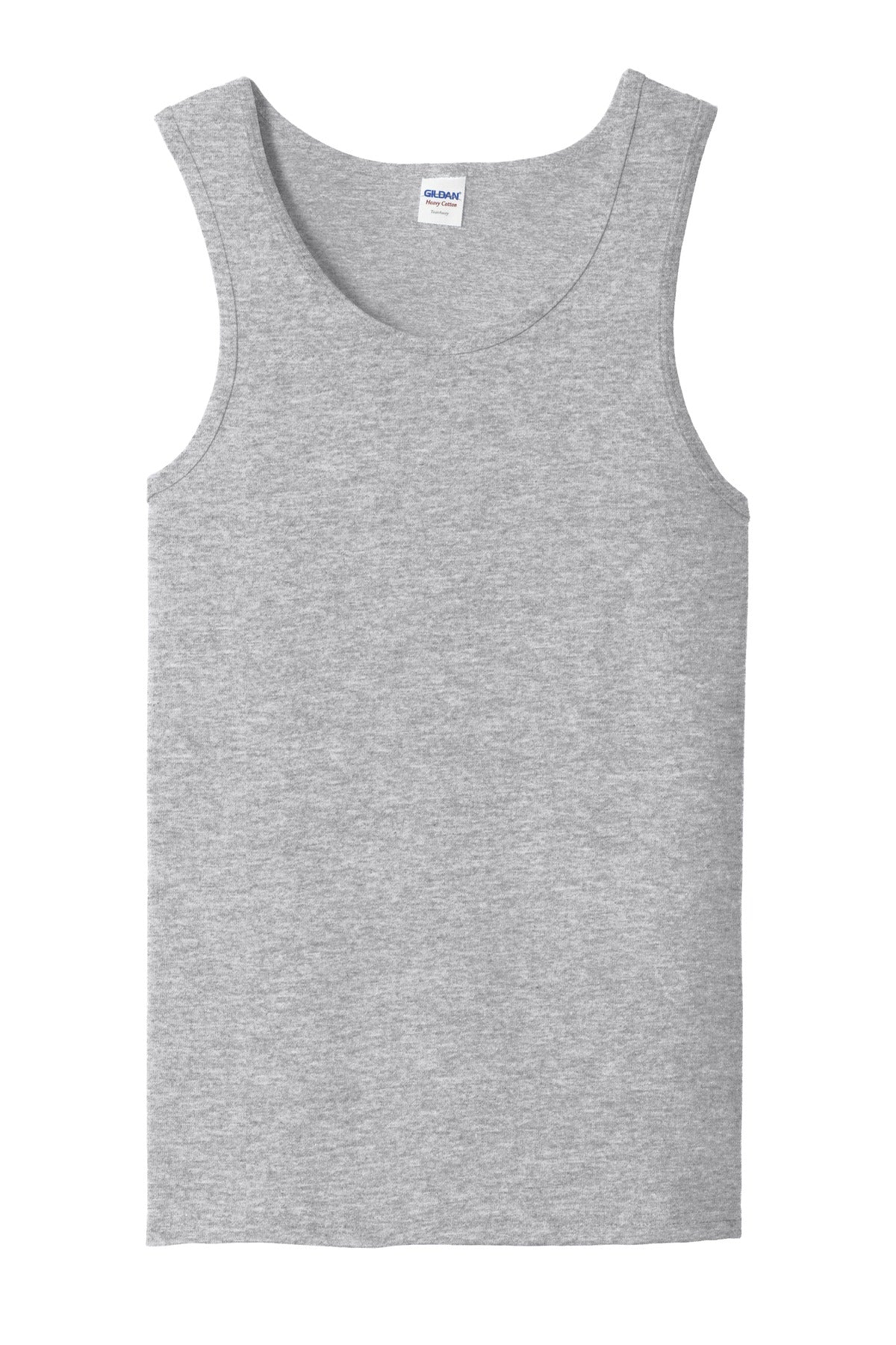 Front View of Sport Grey Gildan Heavy Cotton Tank Top. G5200