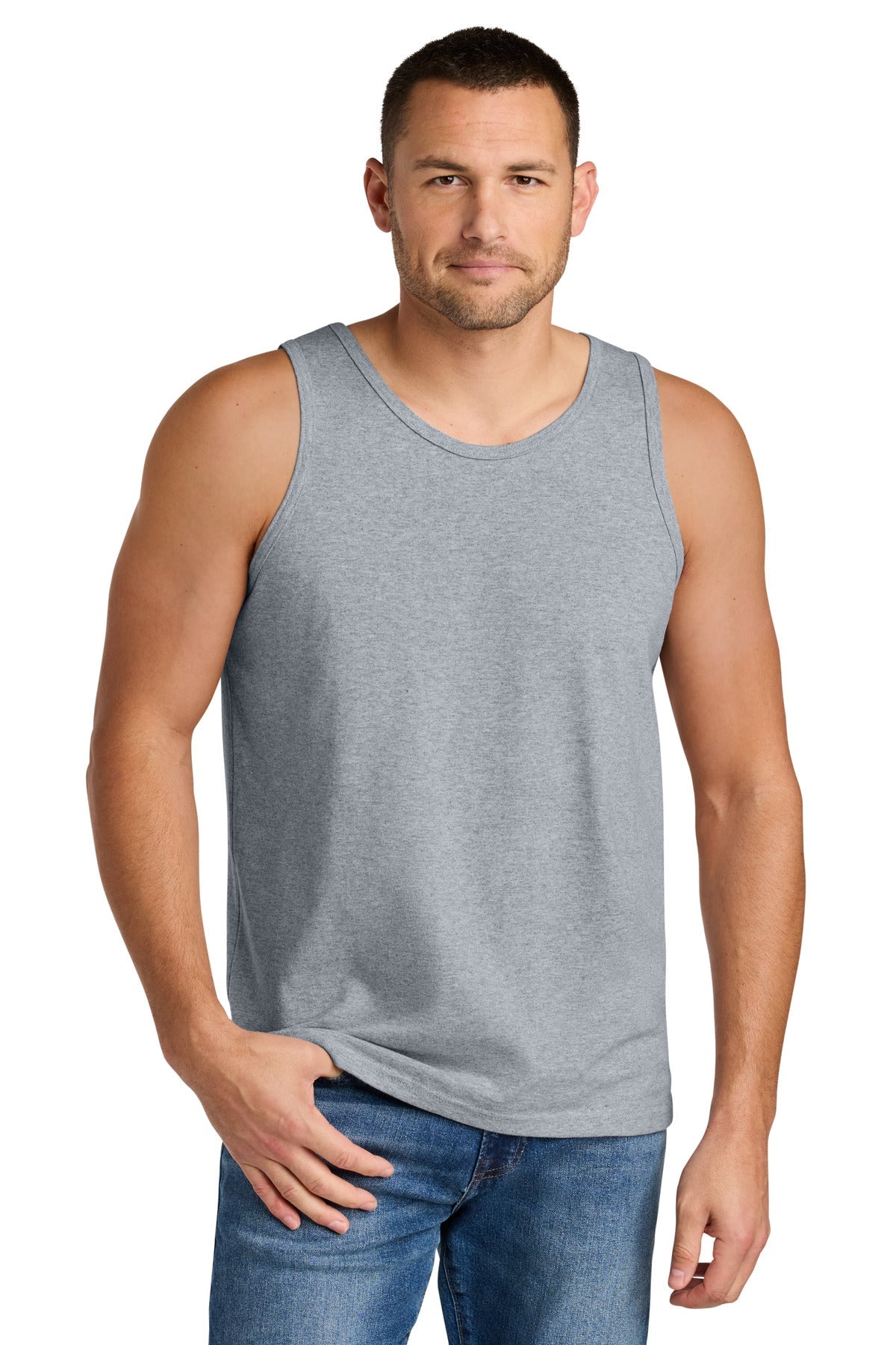 Front View of Sport Grey Gildan Heavy Cotton Tank Top. G5200
