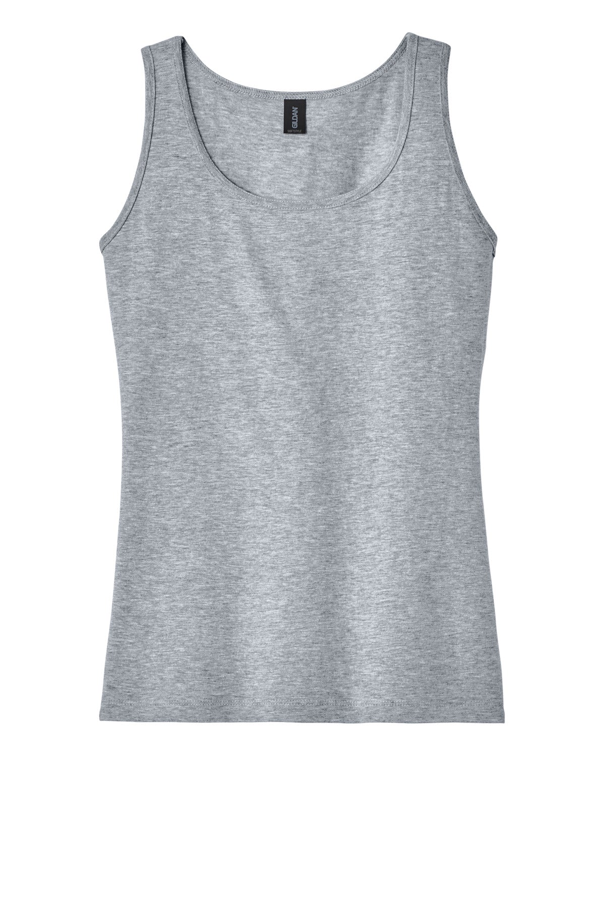 Front View of Sport Grey Gildan Softstyle Junior Fit Tank Top. 64200L