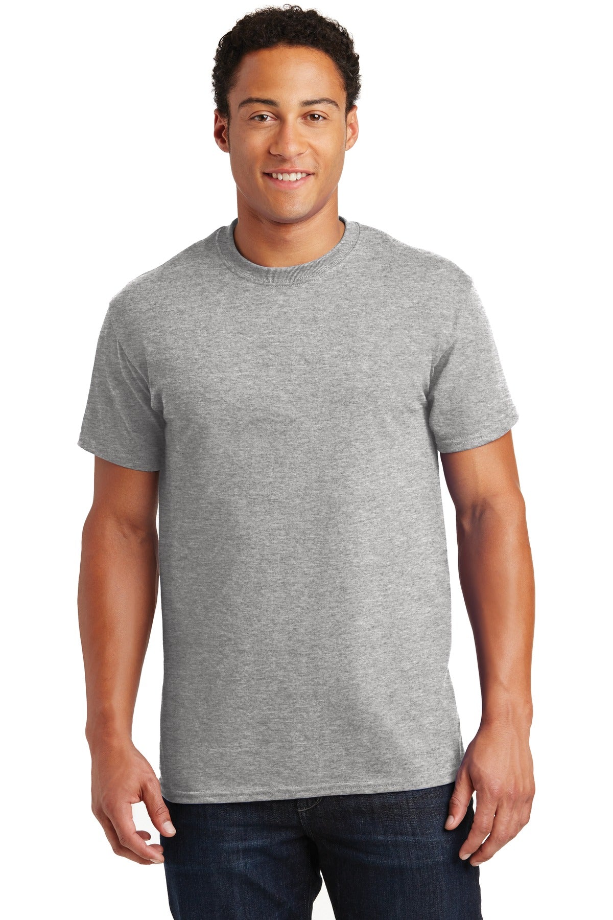 Front View of Sport Grey Gildan - Ultra Cotton 100% US Cotton T-Shirt. 2000