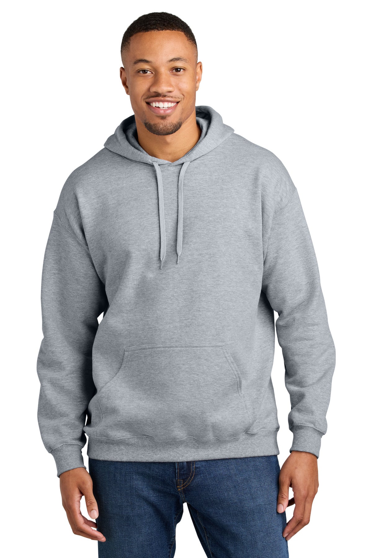 Front View of SportGrey Gildan Softstyle Midweight Pullover Hooded Sweatshirt SF500
