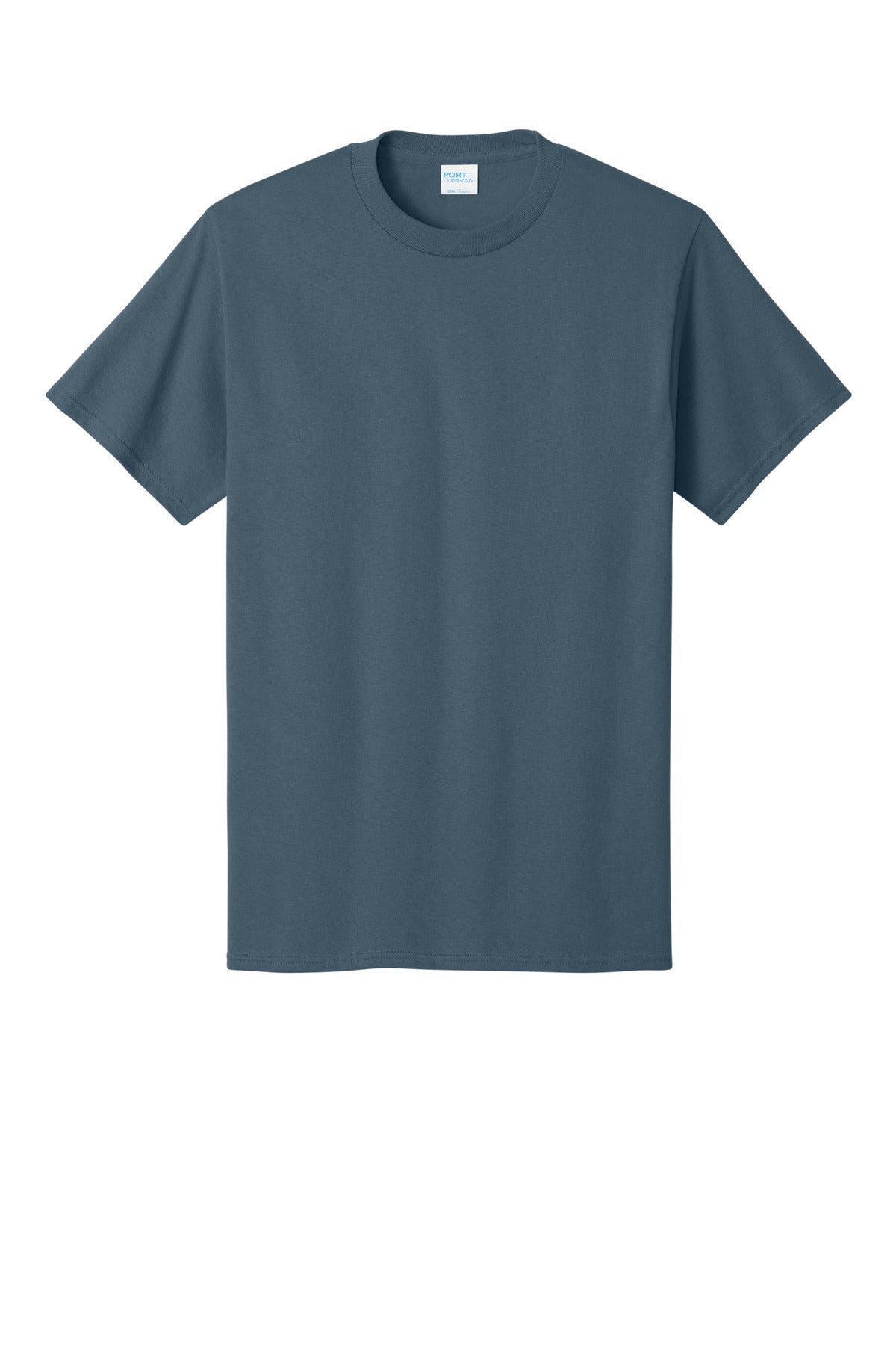Front View of Steel Blue Port & Co Core Cotton Tee. PC54