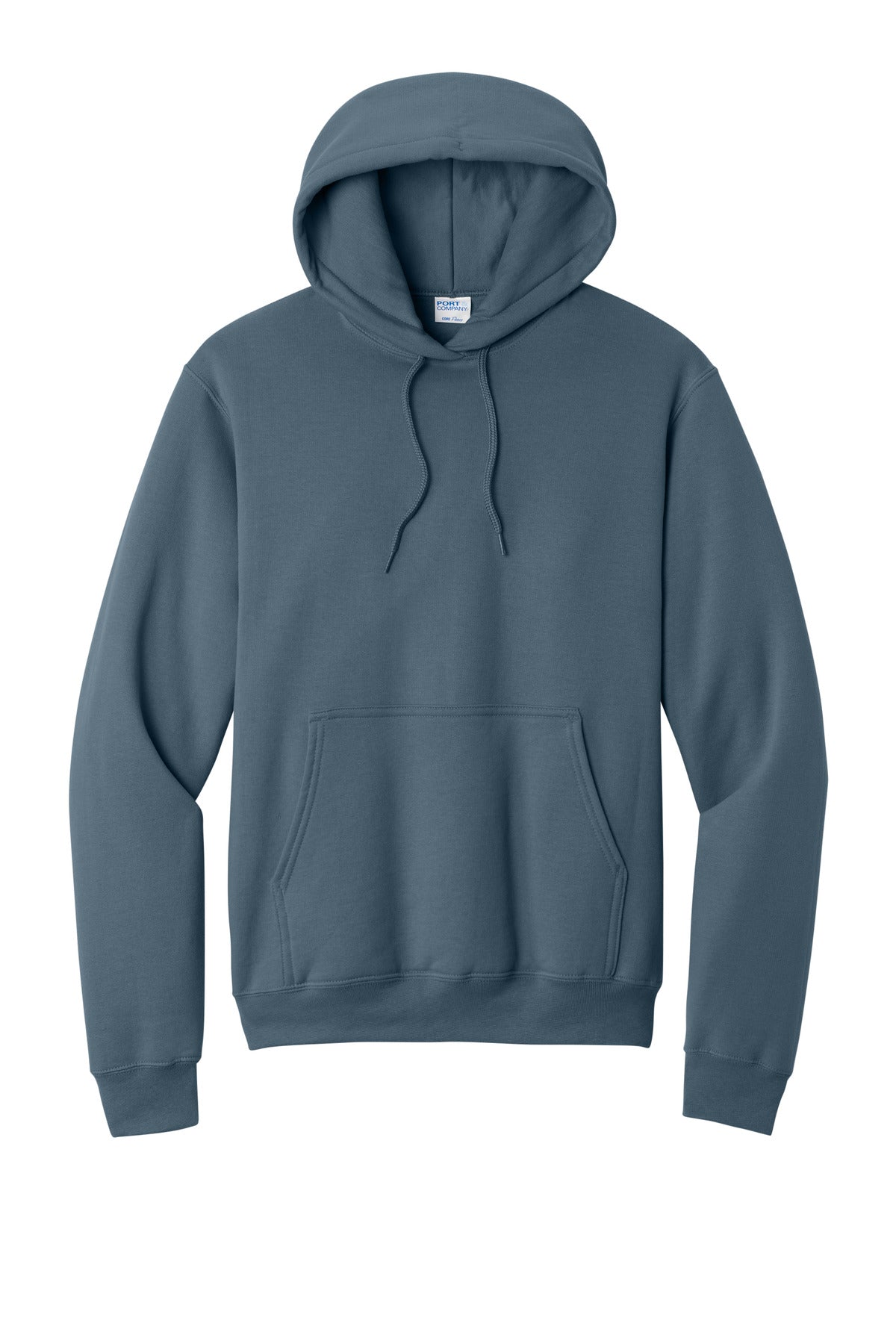 Front View of Steel Blue Port & Co Core Fleece Pullover Hooded Sweatshirt. PC78H