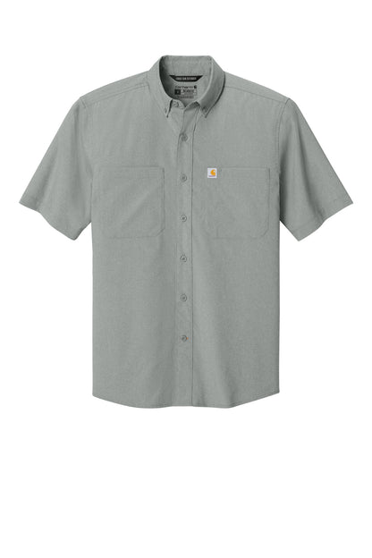 Front View of Steel Carhartt Force Sun Defender Short Sleeve Shirt CT107107