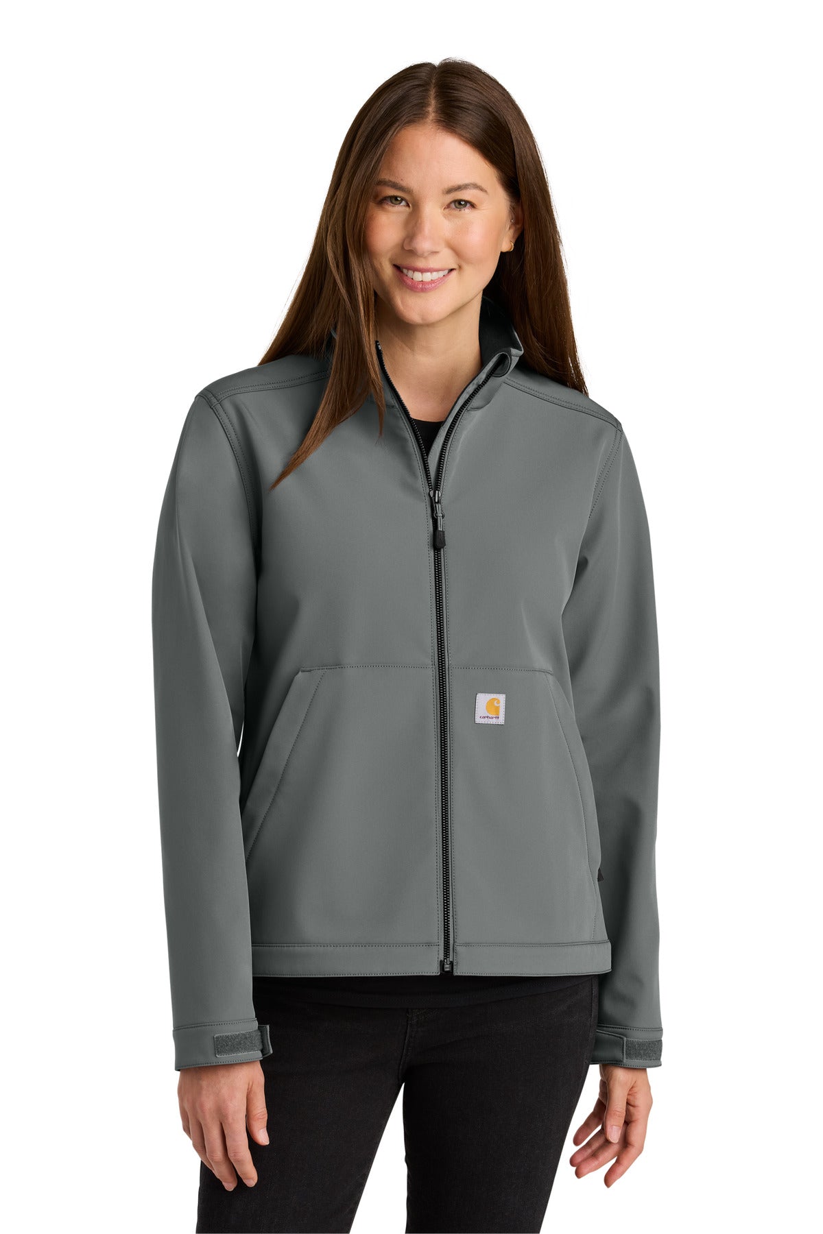 Front View of Steel Carhartt Women's Rain Defender Soft Shell Jacket CT107115