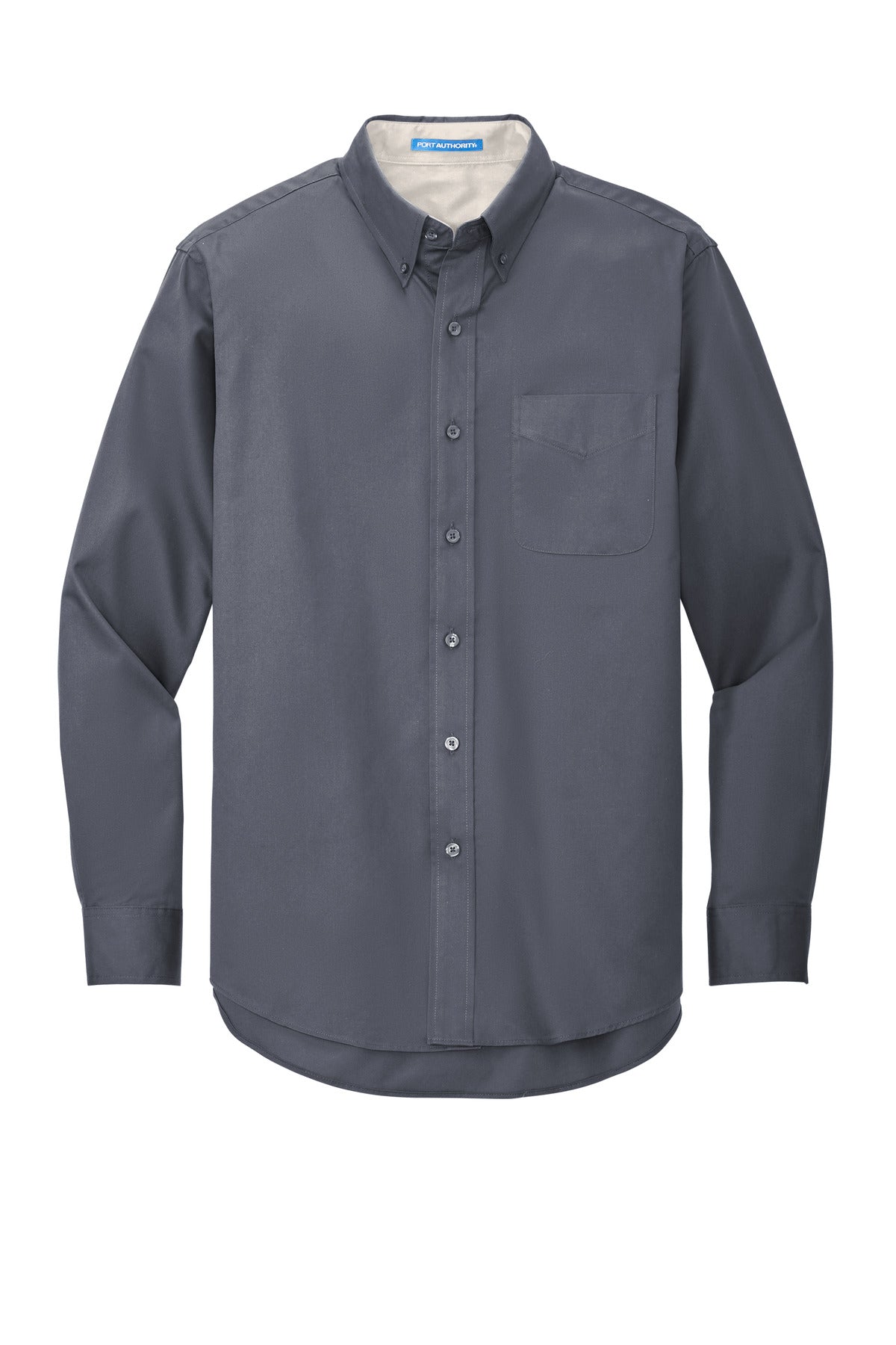 Front View of Steel Grey Port Authority Long Sleeve Easy Care Shirt S608