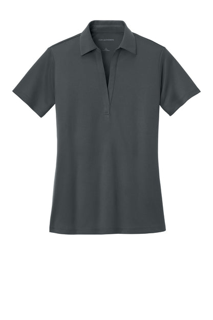 Front View of Steel Grey Port Authority Women's Silk Touch Performance Polo. L540