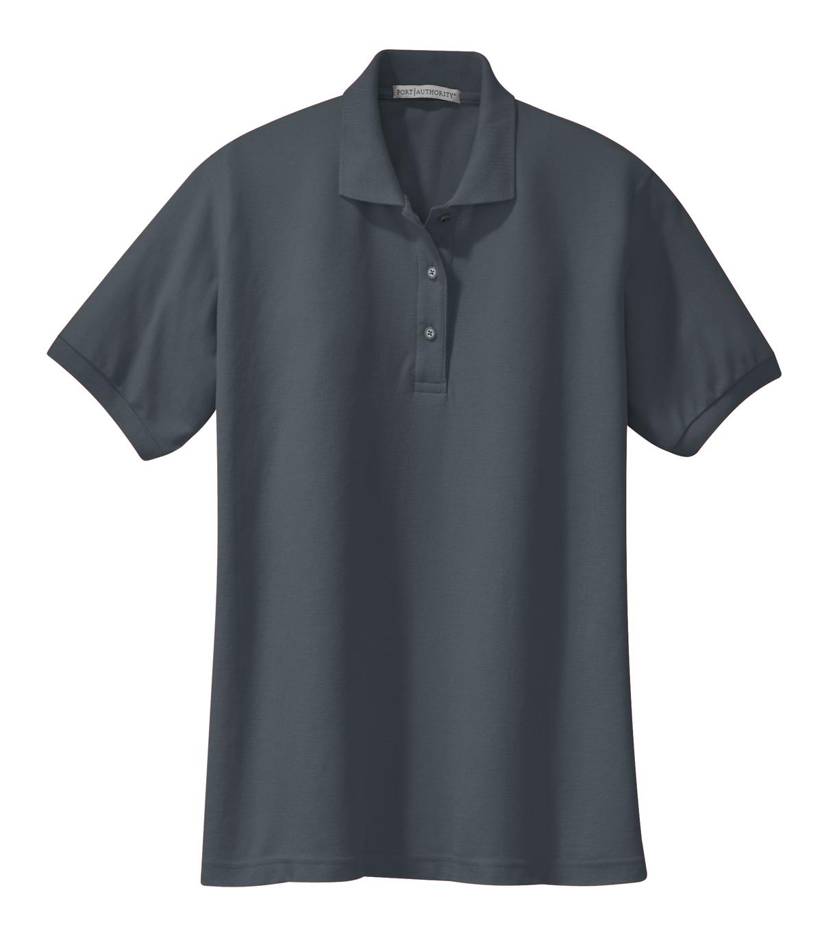 Front View of Steel Grey Port Authority Women's Silk Touch Polo. L500