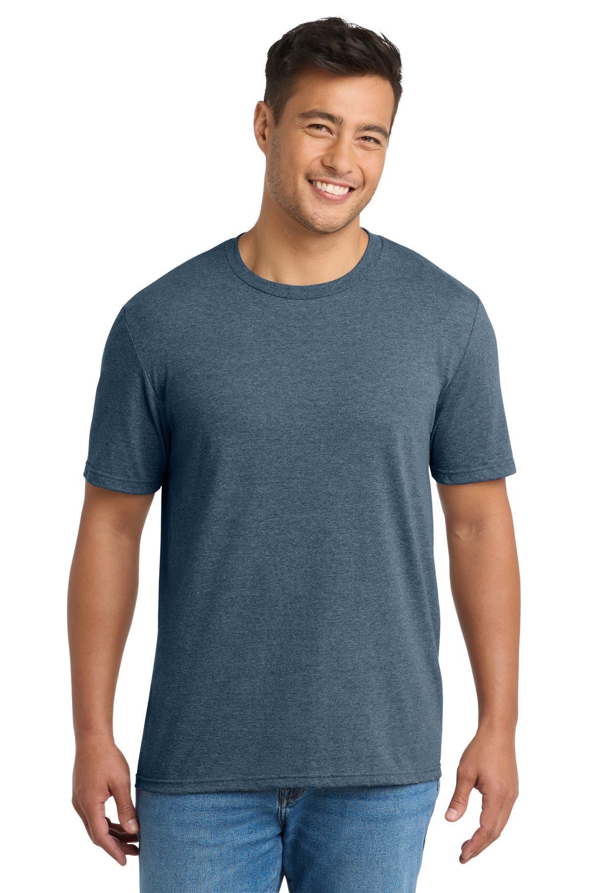 Front View of SteelBlHtr Port & Co Tri-Blend Tee. PC330
