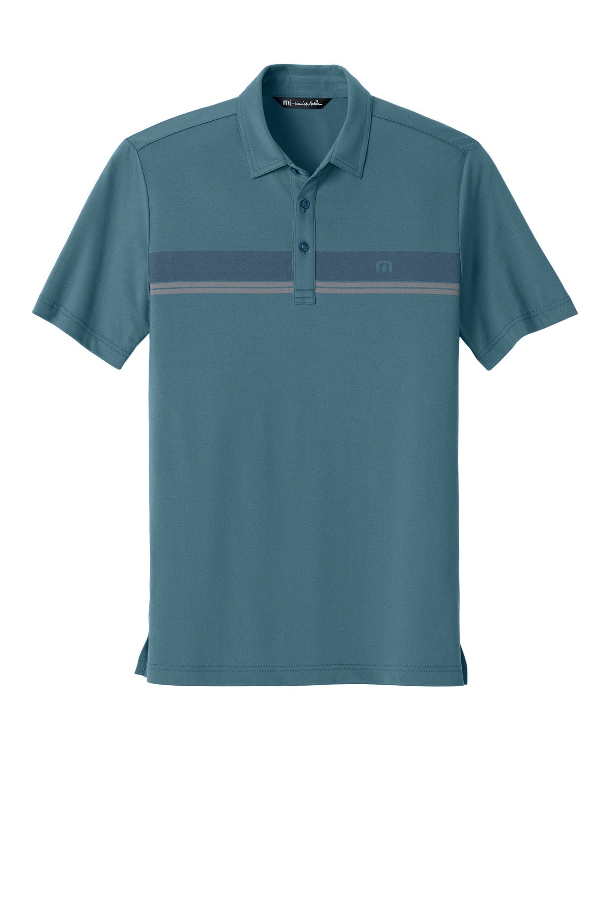 Front View of StellarBlu TravisMathew Glenview Stripe Polo TMA41462