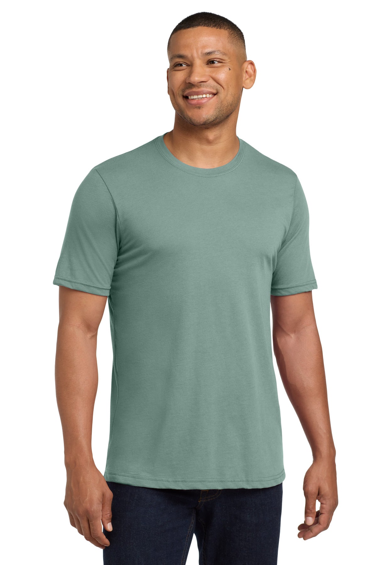 Front View of StnwshGrn Next Level Apparel Adult Poly/Cotton Tee. NL6200