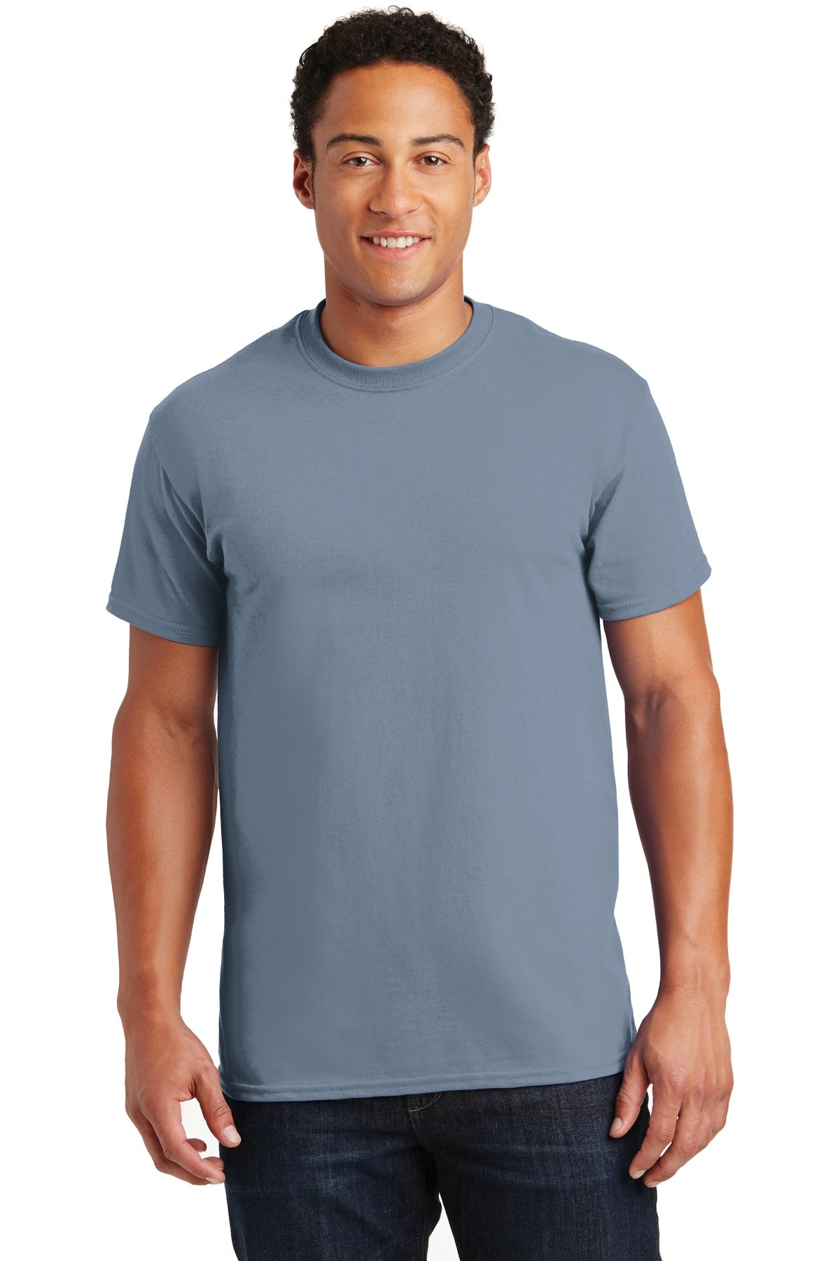 Front View of Stone Blue Gildan - Ultra Cotton 100% US Cotton T-Shirt. 2000