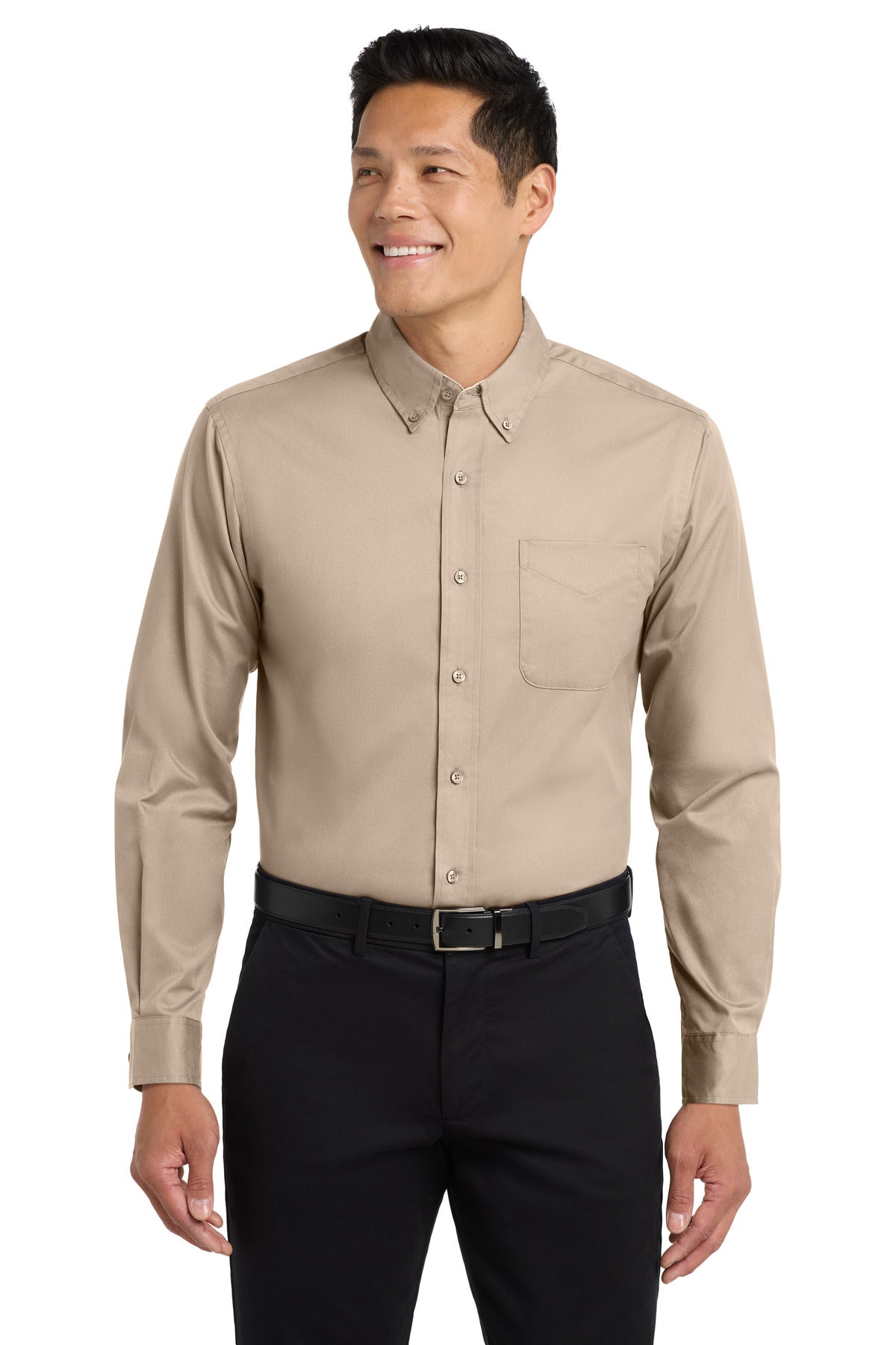 Front View of Stone Port Authority Long Sleeve Easy Care Shirt S608