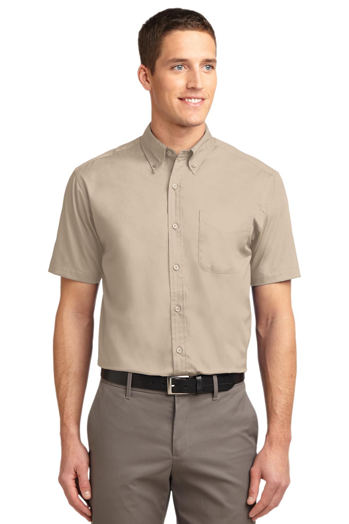 Front View of Stone Port Authority Short Sleeve Easy Care Shirt. S508