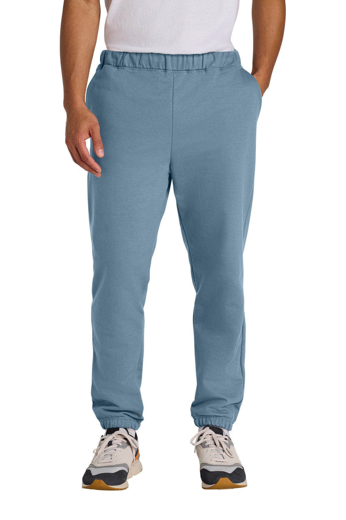 Front View of StoneBlue Gildan Softstyle Midweight Pocket Sweatpants SF100