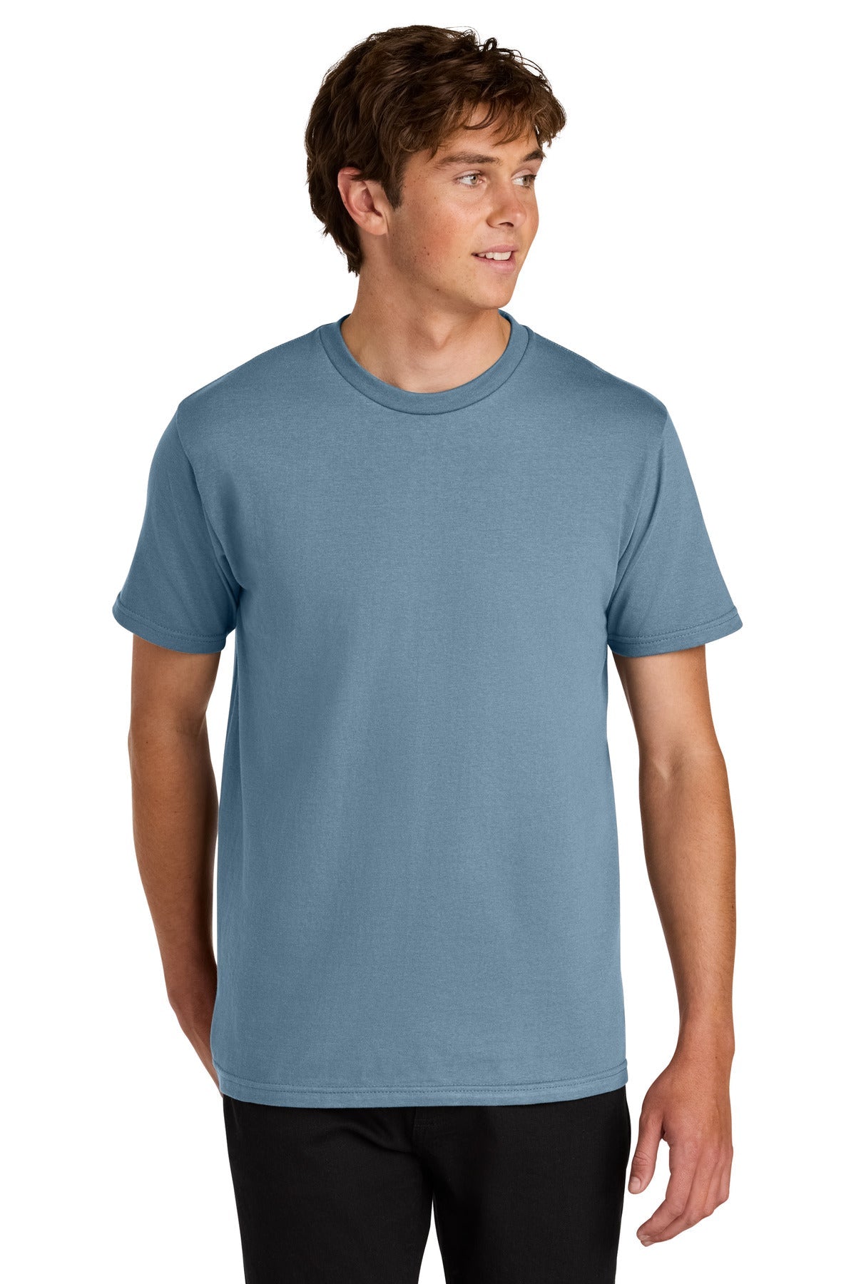 Front View of StoneBlue Gildan Softstyle Midweight Tee 65000