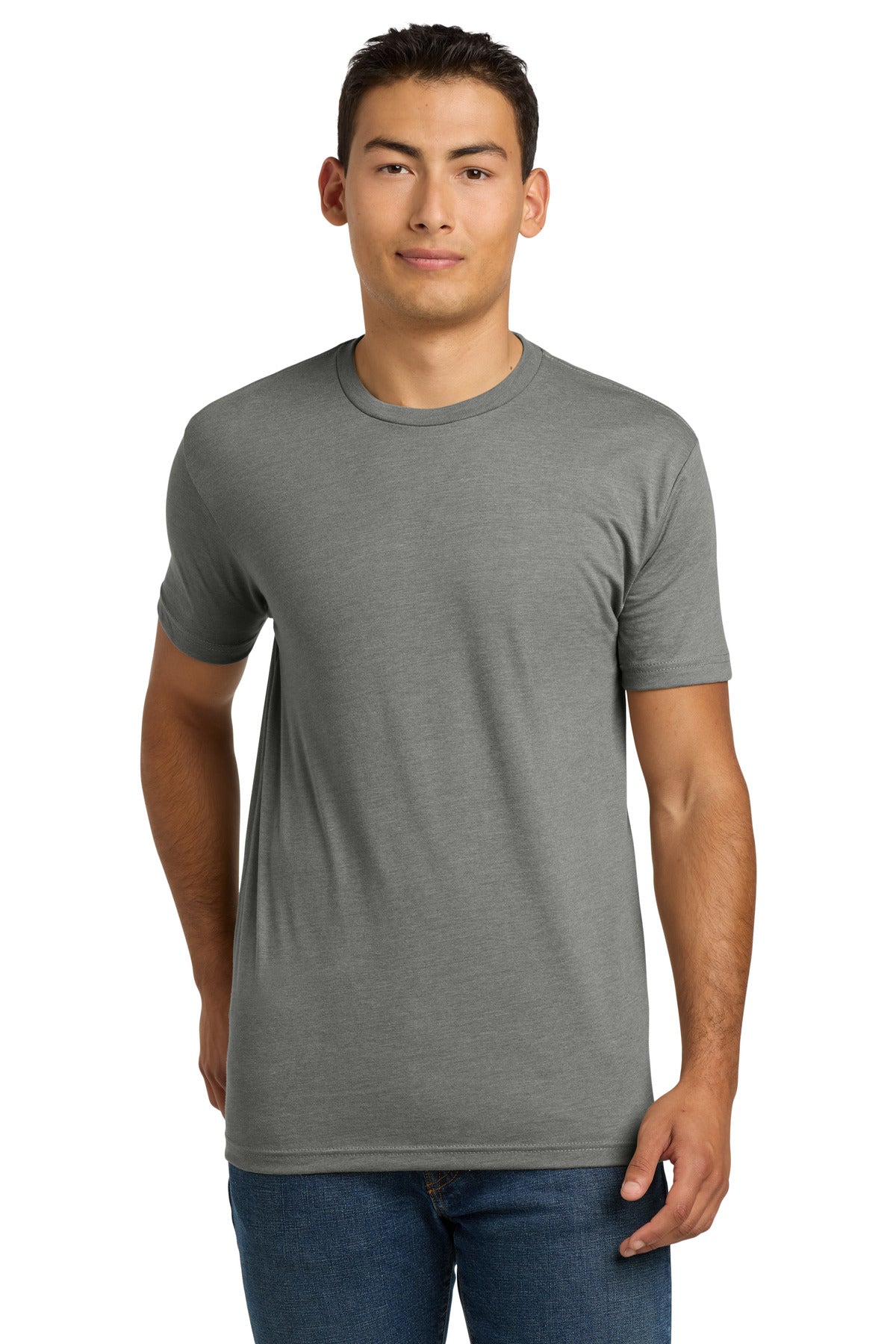 Front View of StoneGray Next Level Apparel Adult CVC Tee. NL6210
