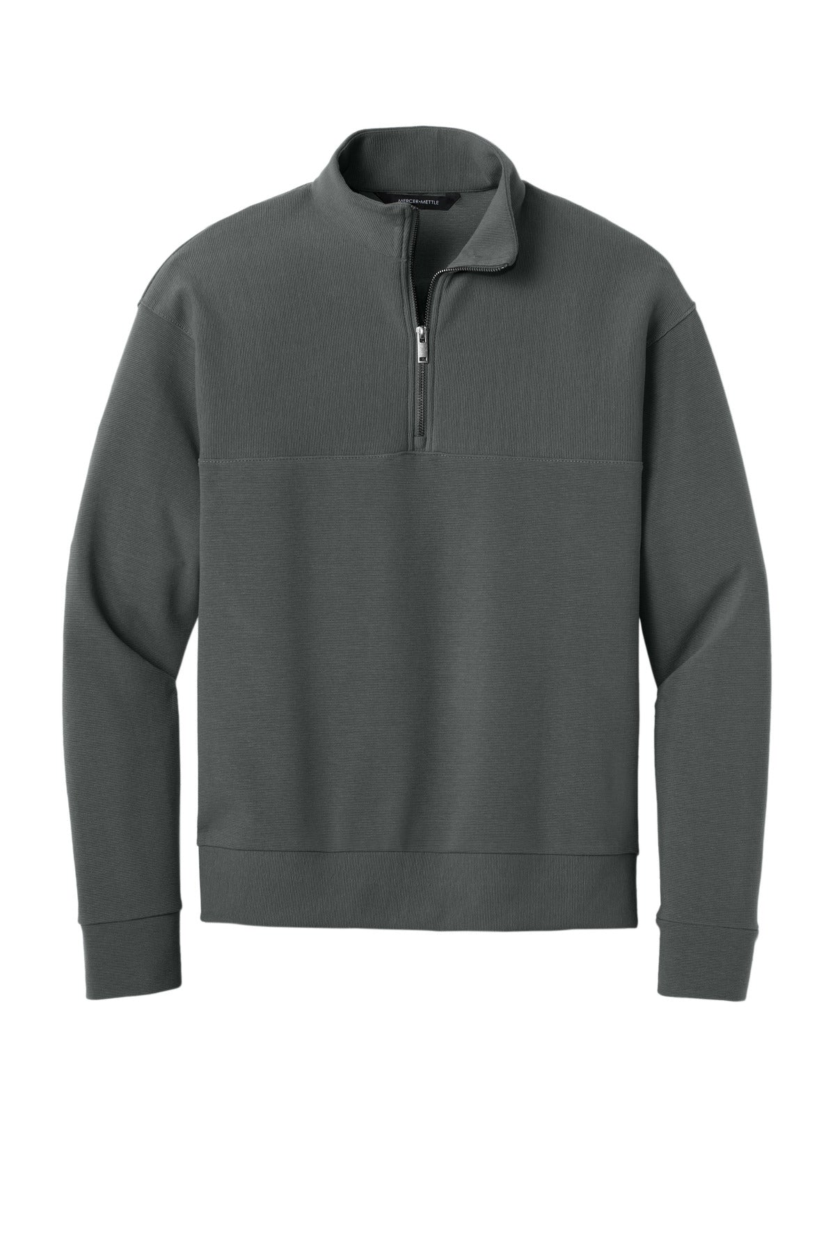 Front View of StormGrey Mercer+Mettle Linear Texture 1/4-Zip MM3040