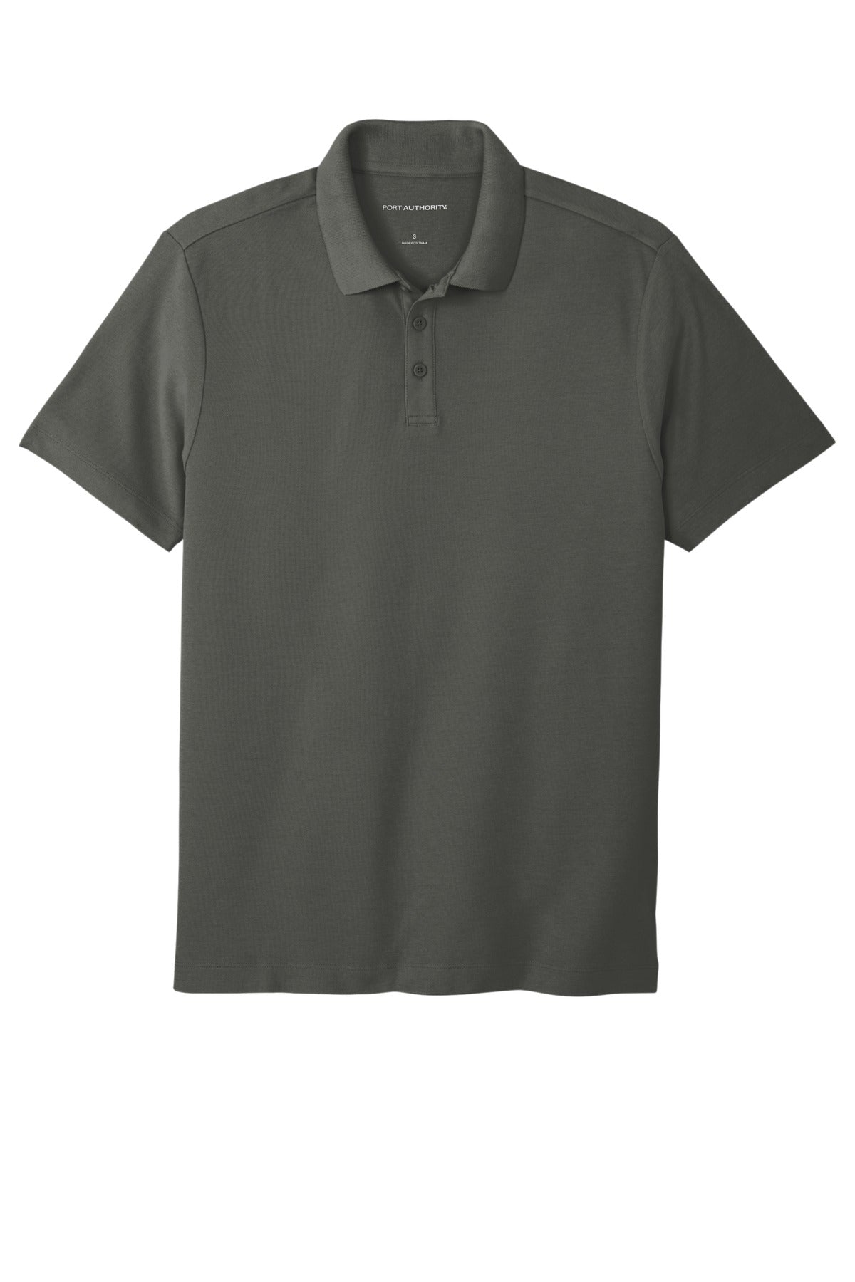 Front View of StormGrey Port Authority SuperPro React Polo. K810