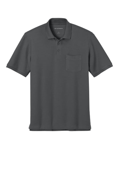 Front View of StormGrey Port Authority Tall Wearever Signature Pique Pocket Polo TLK200P