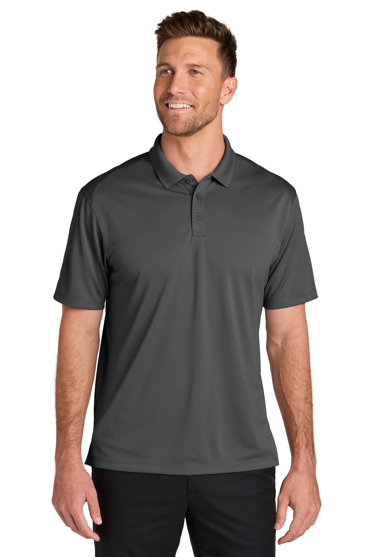 Front View of StormGrey Port Authority Wearever Performance Pique Polo K240