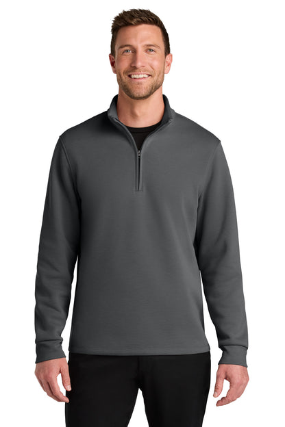 Front View of StormGrey Port Authority Wearever Signature Double Pique 1/4-Zip K210