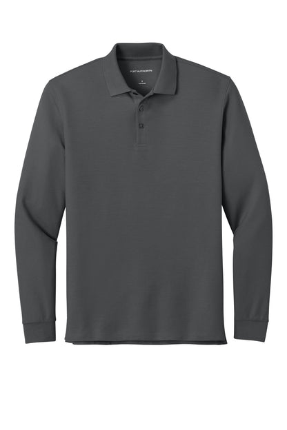 Front View of StormGrey Port Authority Wearever Signature Pique Long Sleeve Polo K200LS