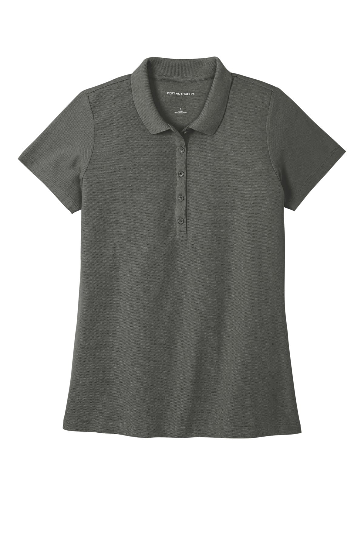 Front View of StormGrey Port Authority Women's SuperPro React Polo. LK810