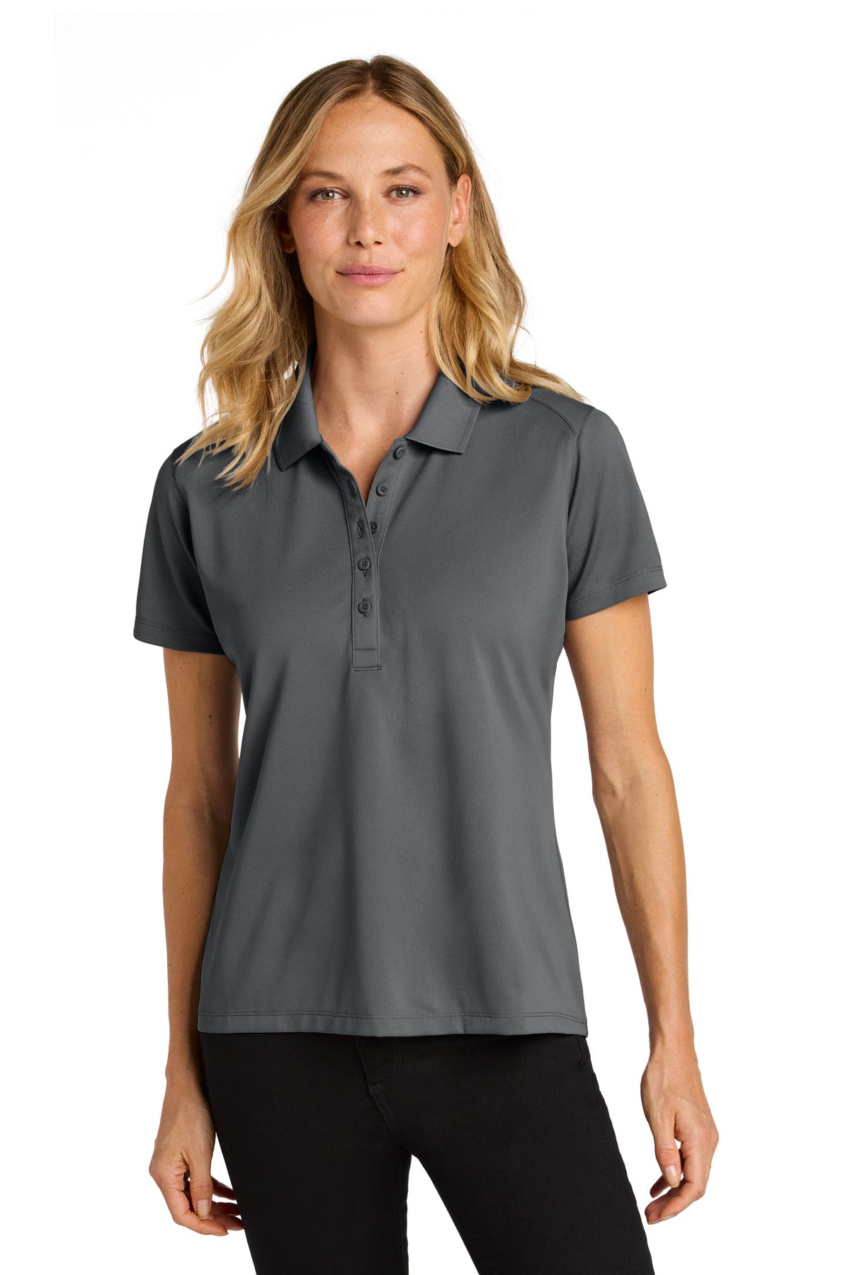 Front View of StormGrey Port Authority Women's Wearever Performance Pique Polo LK240