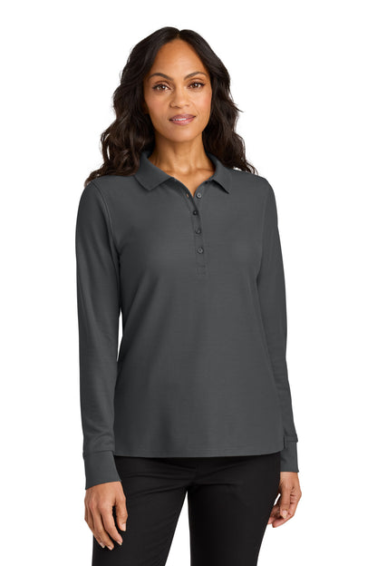 Front View of StormGrey Port Authority Women's Wearever Signature Pique Long Sleeve Polo LK200LS