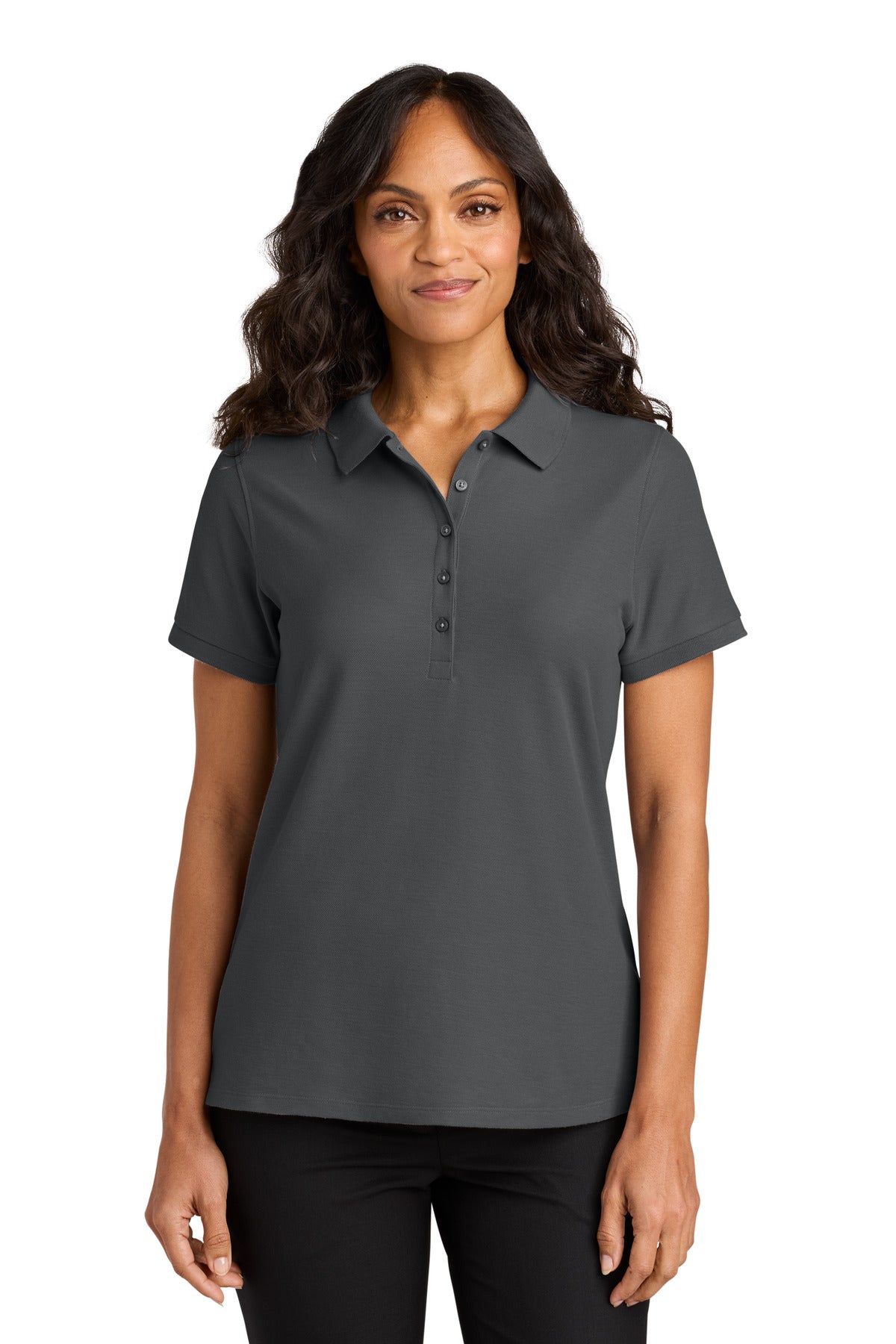 Front View of StormGrey Port Authority Women's Wearever Signature Pique Polo LK200