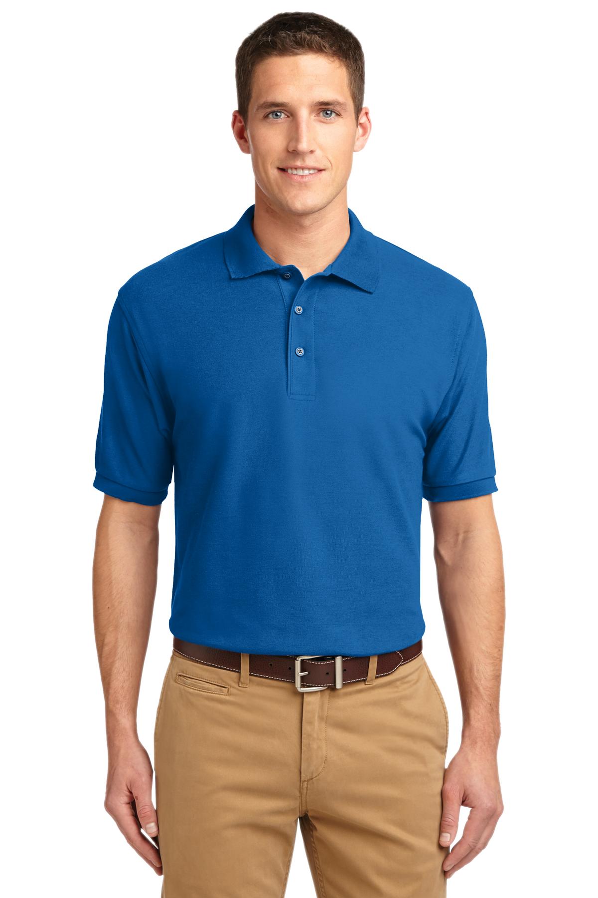 Front View of Strong Blue Port Authority Extended Size Silk Touch Polo K500ES