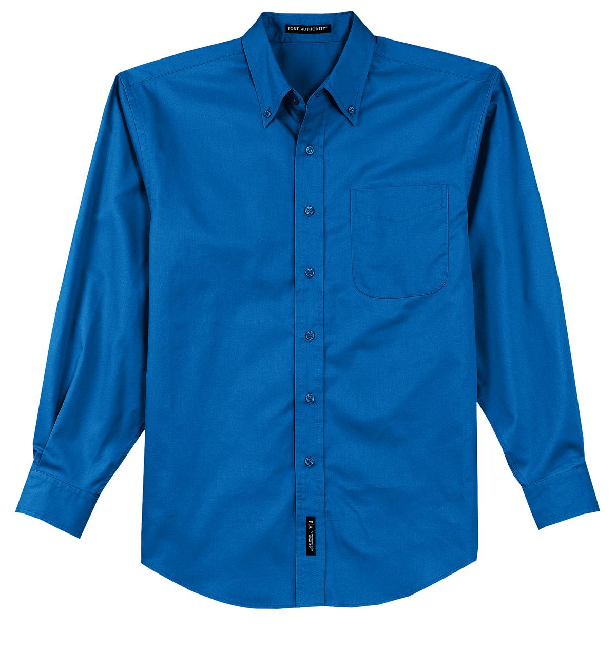Front View of Strong Blue Port Authority Long Sleeve Easy Care Shirt S608