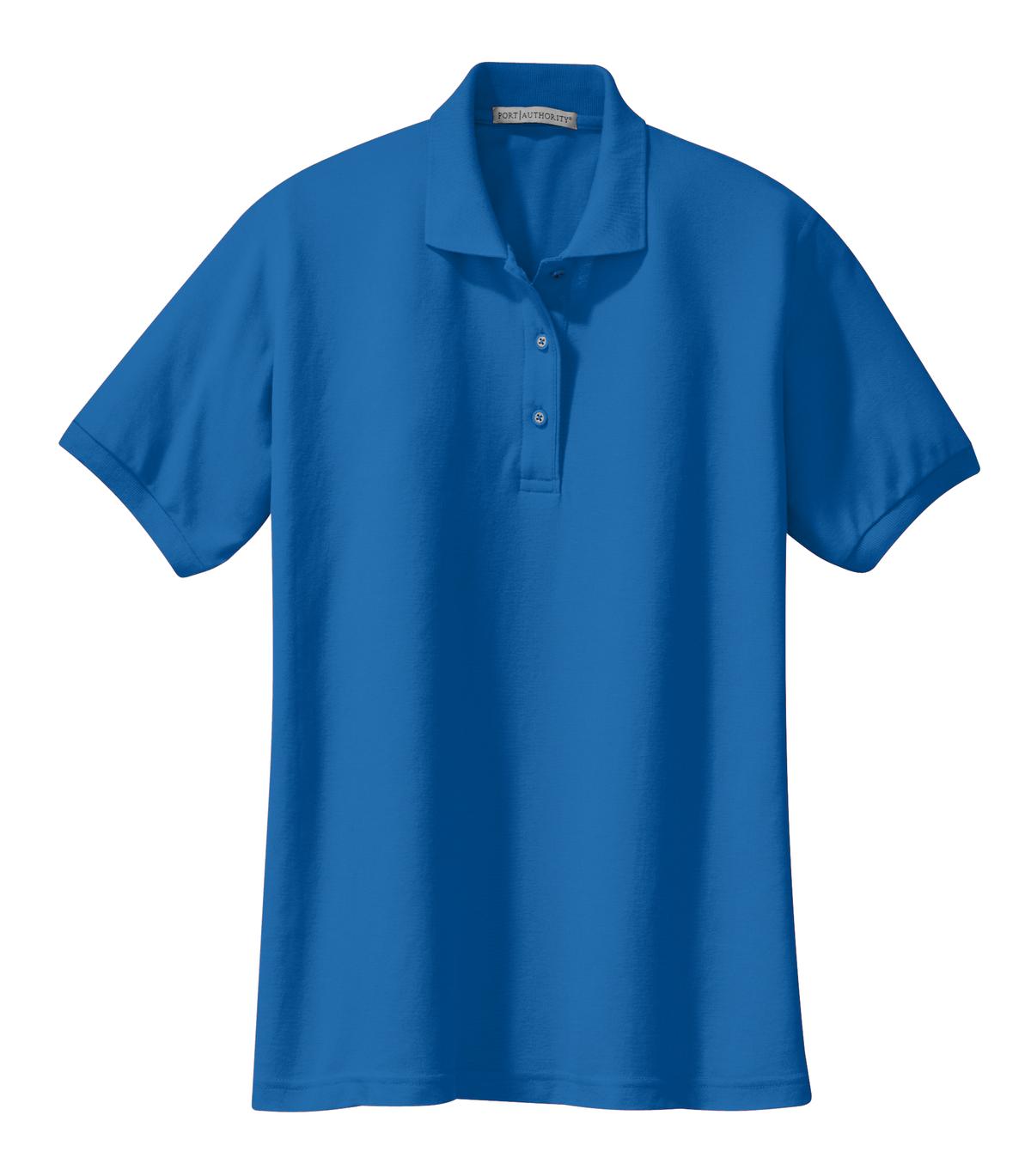 Front View of Strong Blue Port Authority Women's Silk Touch Polo. L500
