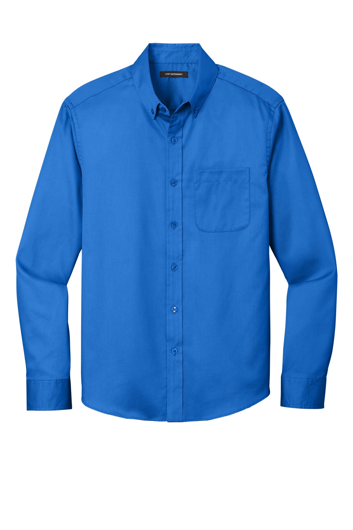 Front View of StrongBlue Port Authority Long Sleeve SuperPro React Twill Shirt. W808
