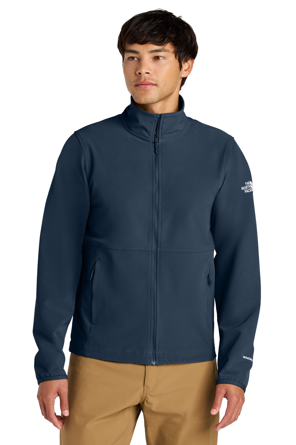 Front View of SummitNavy The North Face Edge Stretch Soft Shell Jacket NF0A8ENN