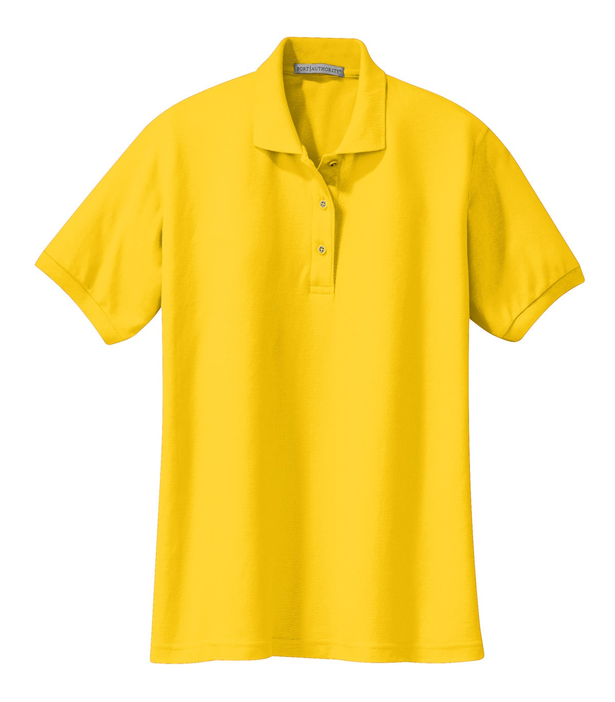 Front View of Sunflower Yllw Port Authority Women's Silk Touch Polo. L500
