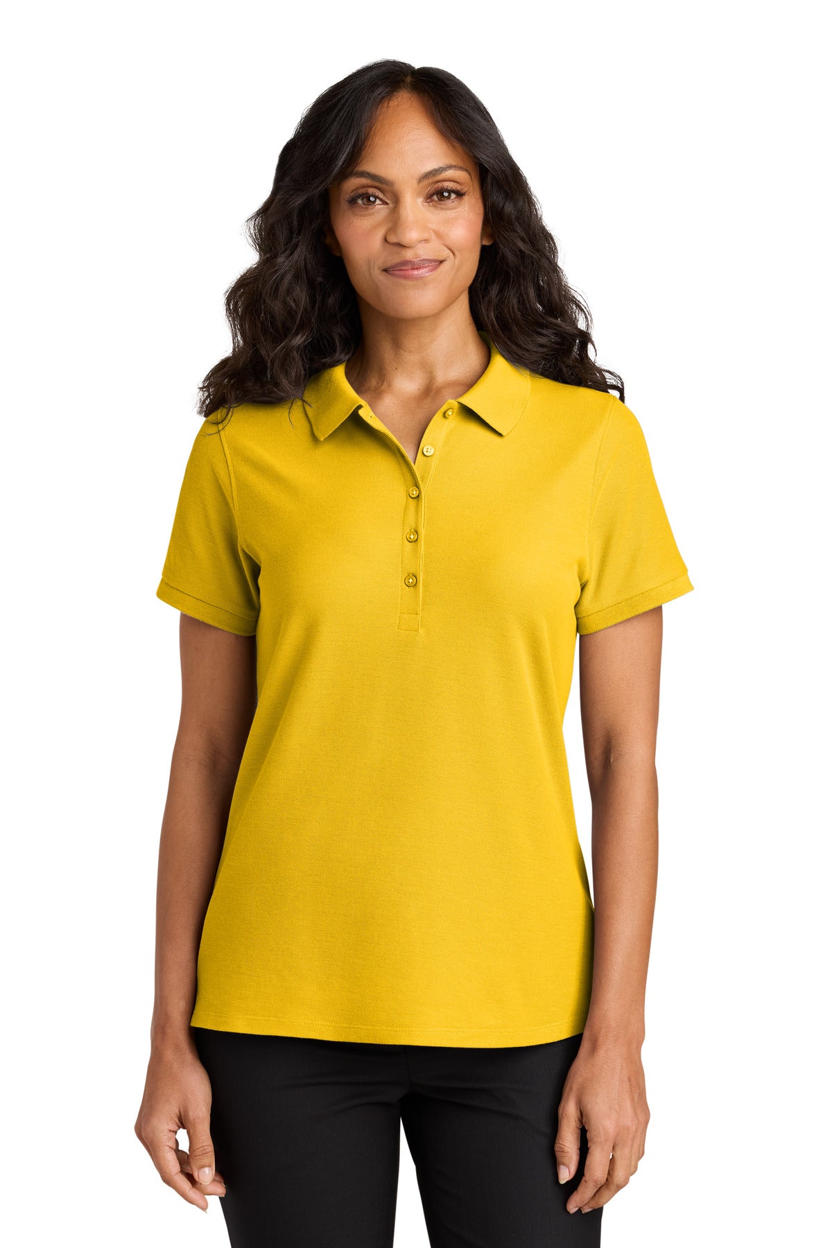 Front View of SunflwrYlw Port Authority Women's Wearever Signature Pique Polo LK200
