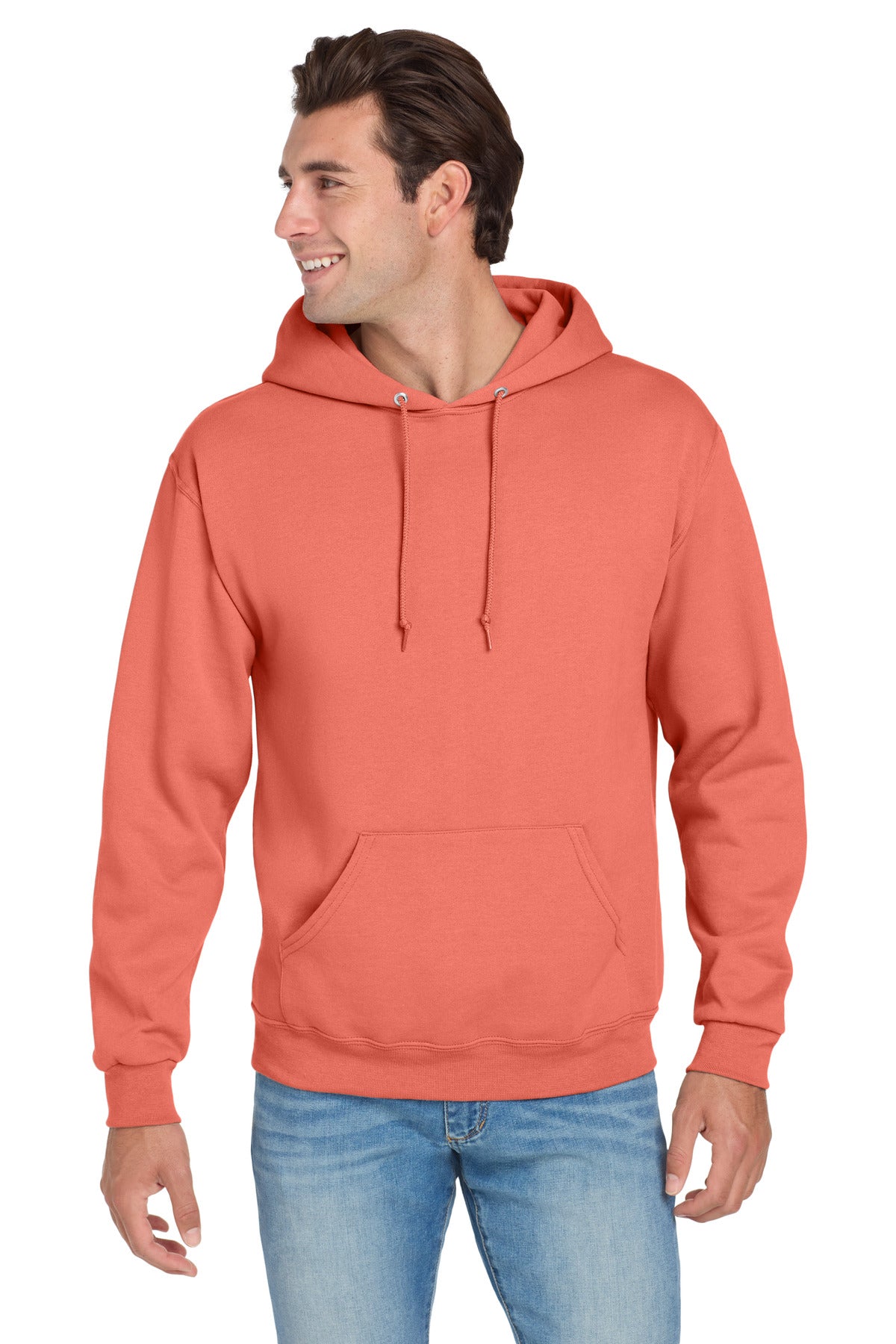 Front View of SunsetCorl Jerzees NuBlend Pullover Hooded Sweatshirt. 996M