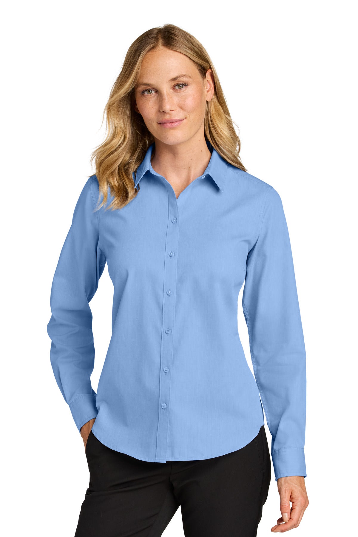 Front View of SwissBlue Port Authority Women's Long Sleeve Nailhead Easy Care Shirt LW816