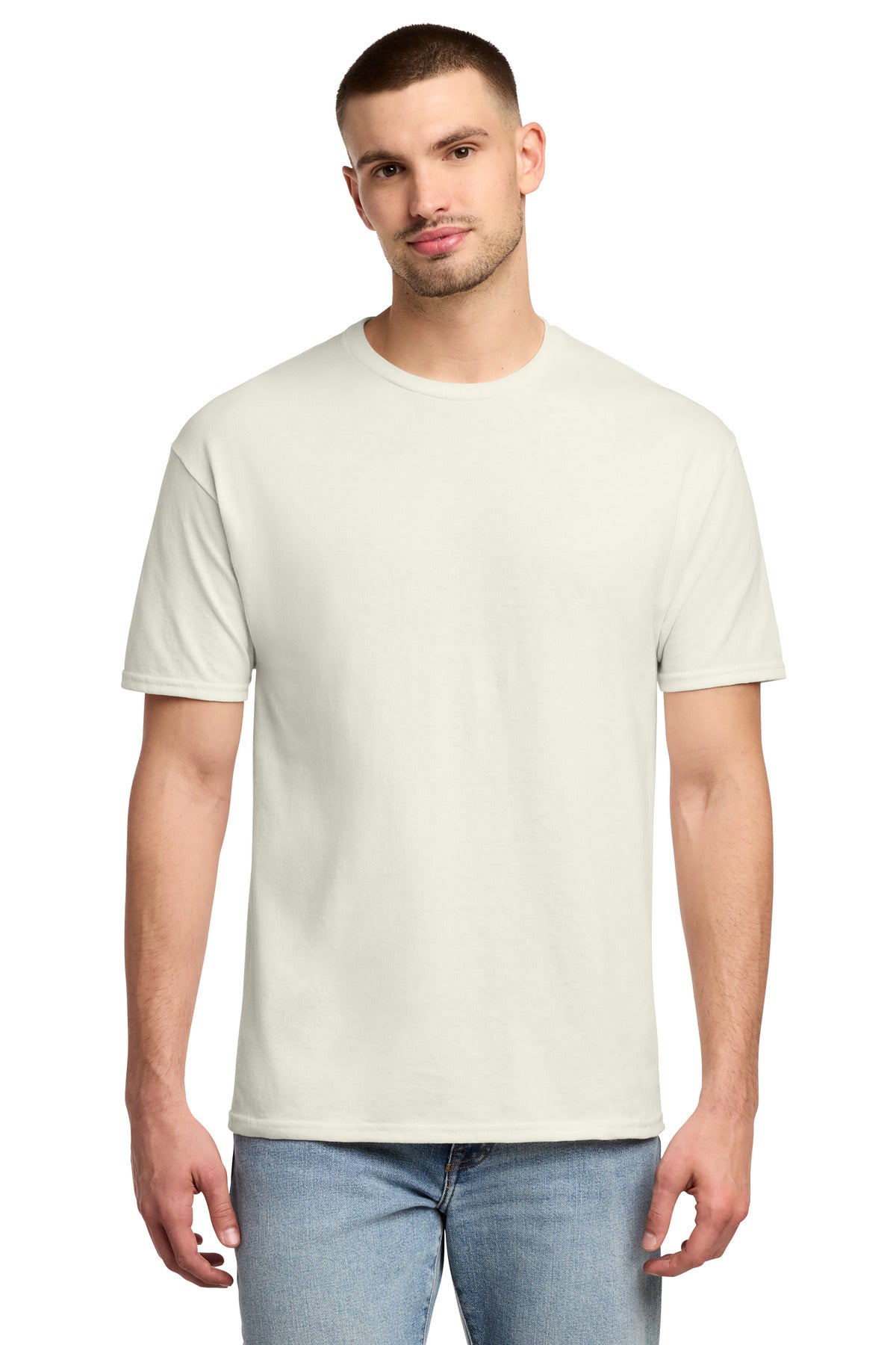 Front View of SwtCrmHthr Jerzees - Dri-Power 50/50 Cotton/Poly T-Shirt. 29M