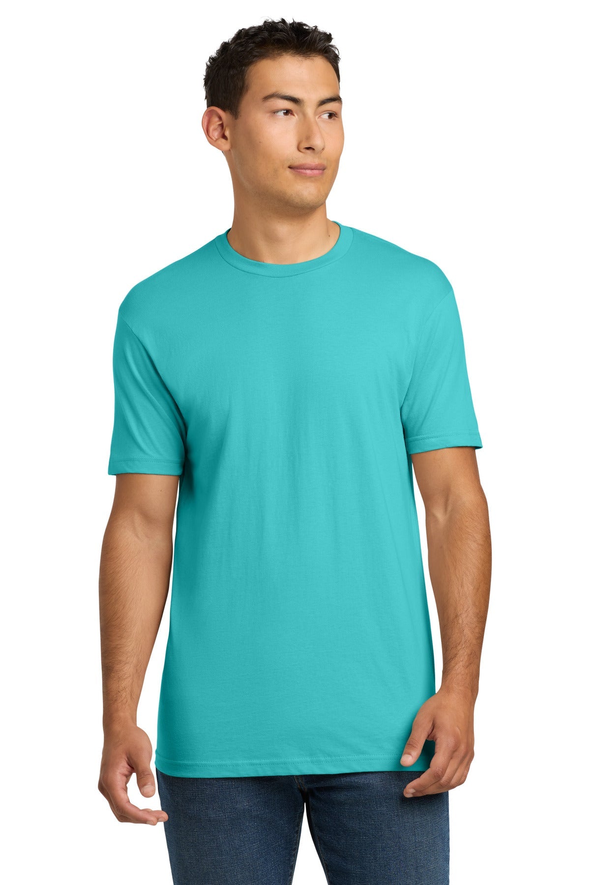Front View of TahitiBlue Next Level Apparel Adult Cotton Tee. NL3600