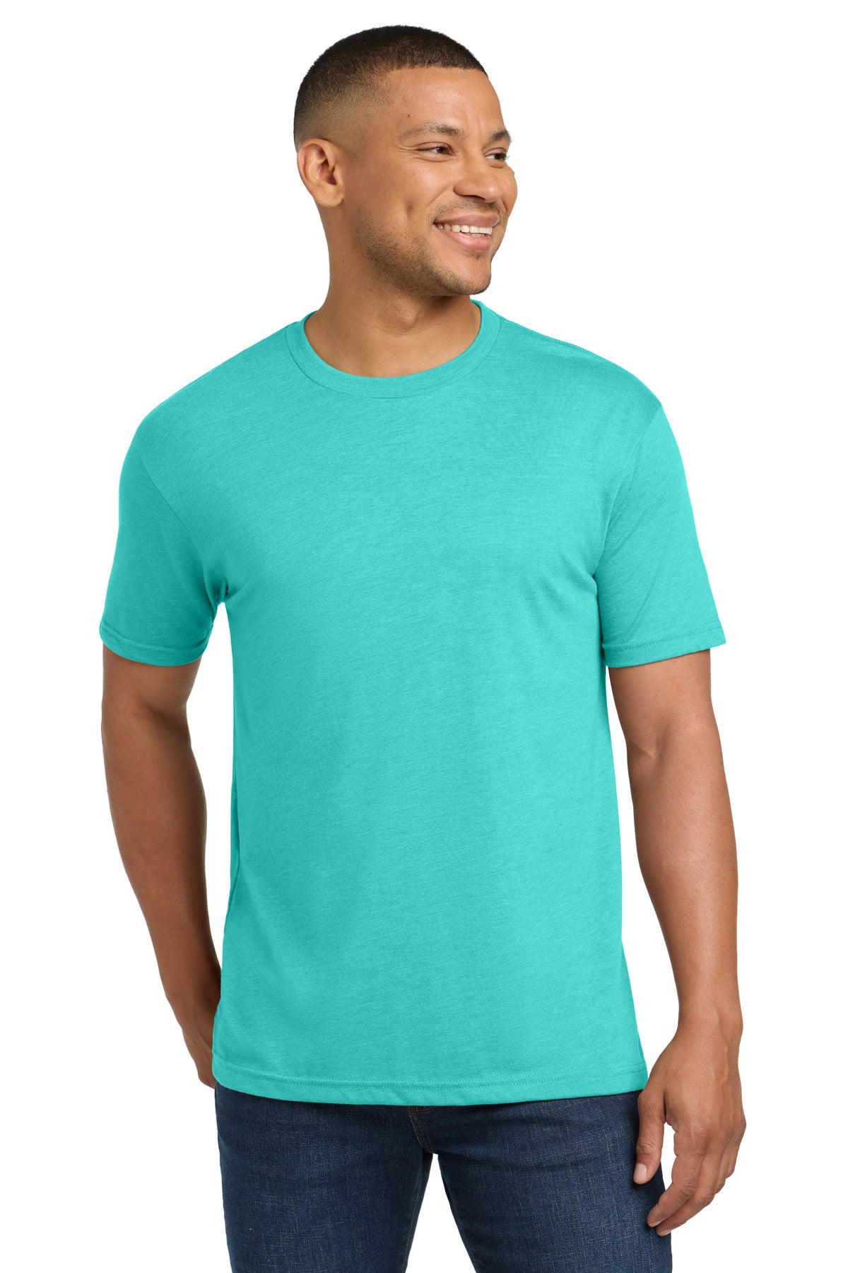 Front View of TahitiBlue Next Level Apparel Adult Tri-Blend Tee. NL6010