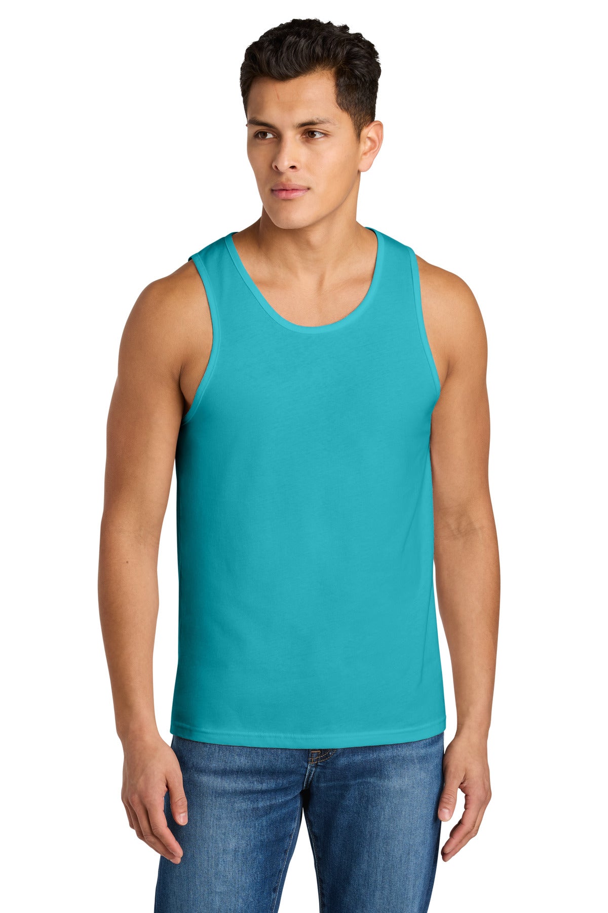 Front View of TahitiBlue Next Level Apparel Cotton Muscle Tank NL3633