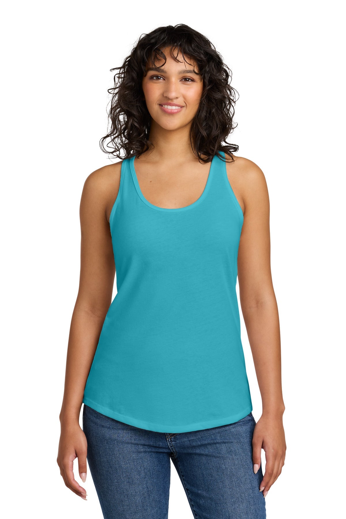 Front View of TahitiBlue Next Level Apparel Women's Ideal Racerback Tank NL1533
