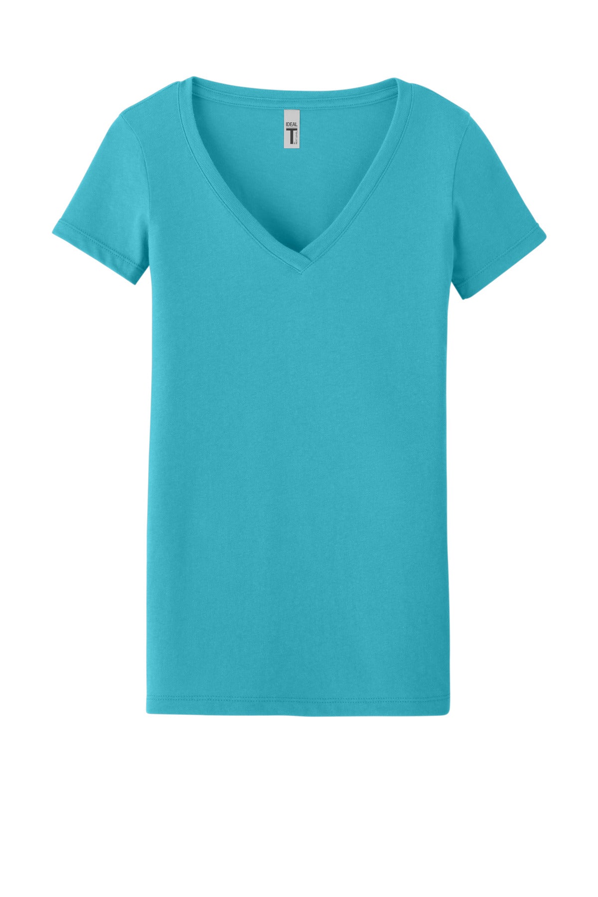 Front View of TahitiBlue Next Level Apparel Women's Ideal V-Neck Tee NL1540